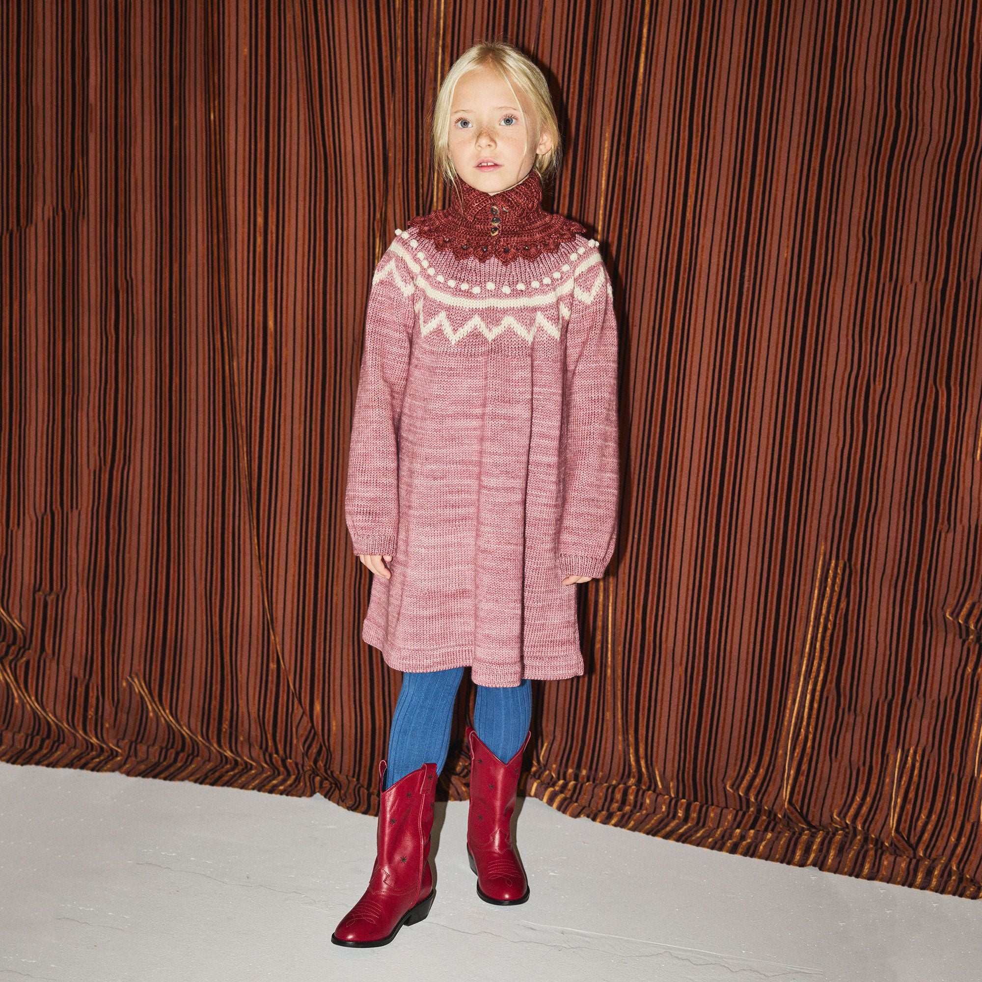 Girls Pink Wool Dress