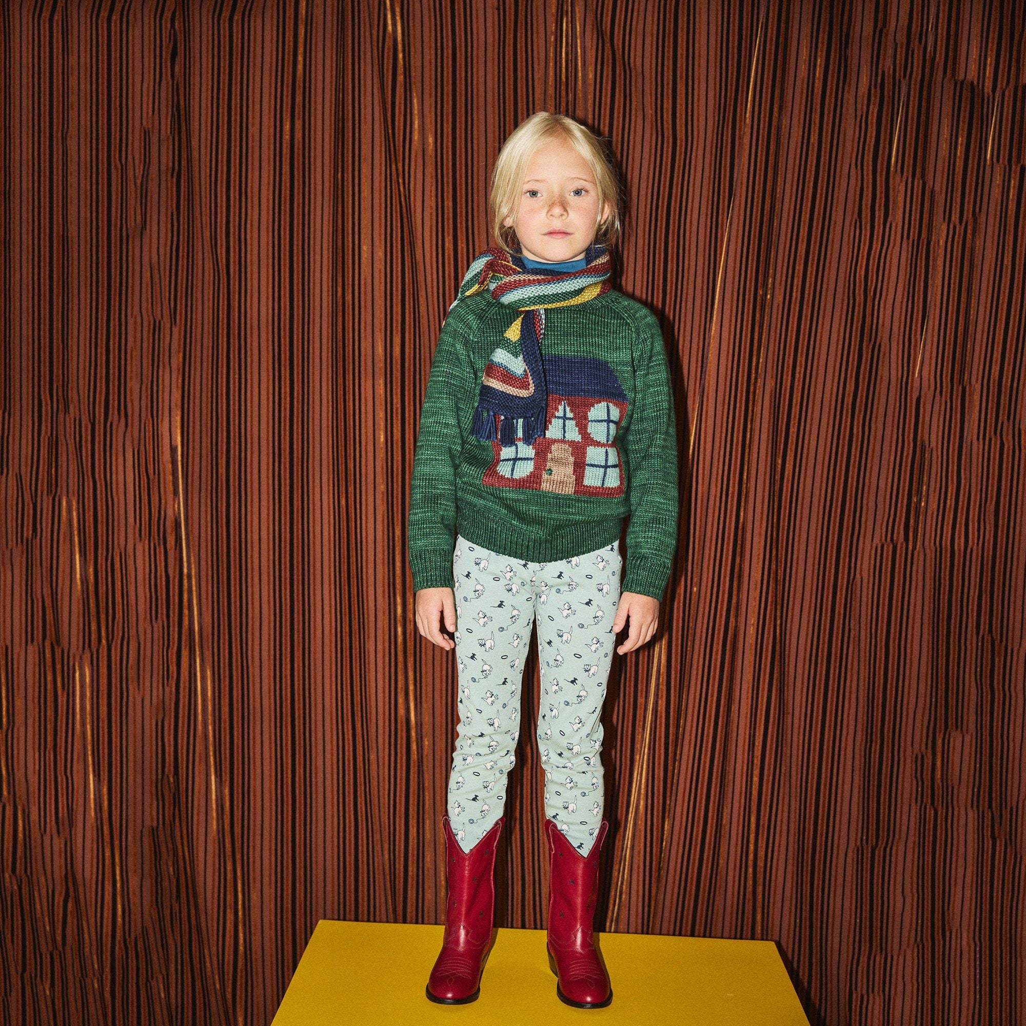 Boys & Girls Green House Jacquard Wool Sweater