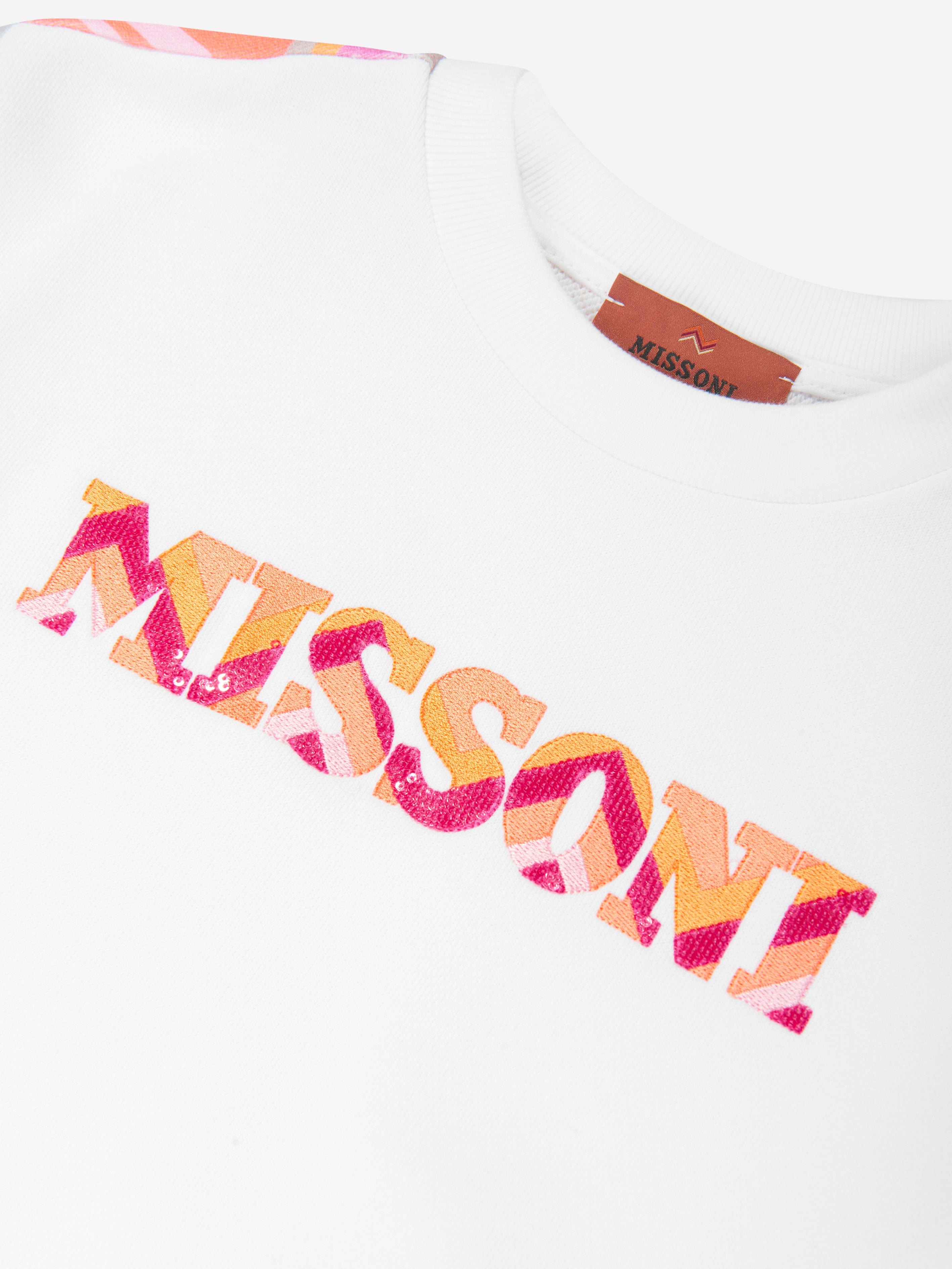 Missoni Girls Zigzag Logo Sweatshirt in White