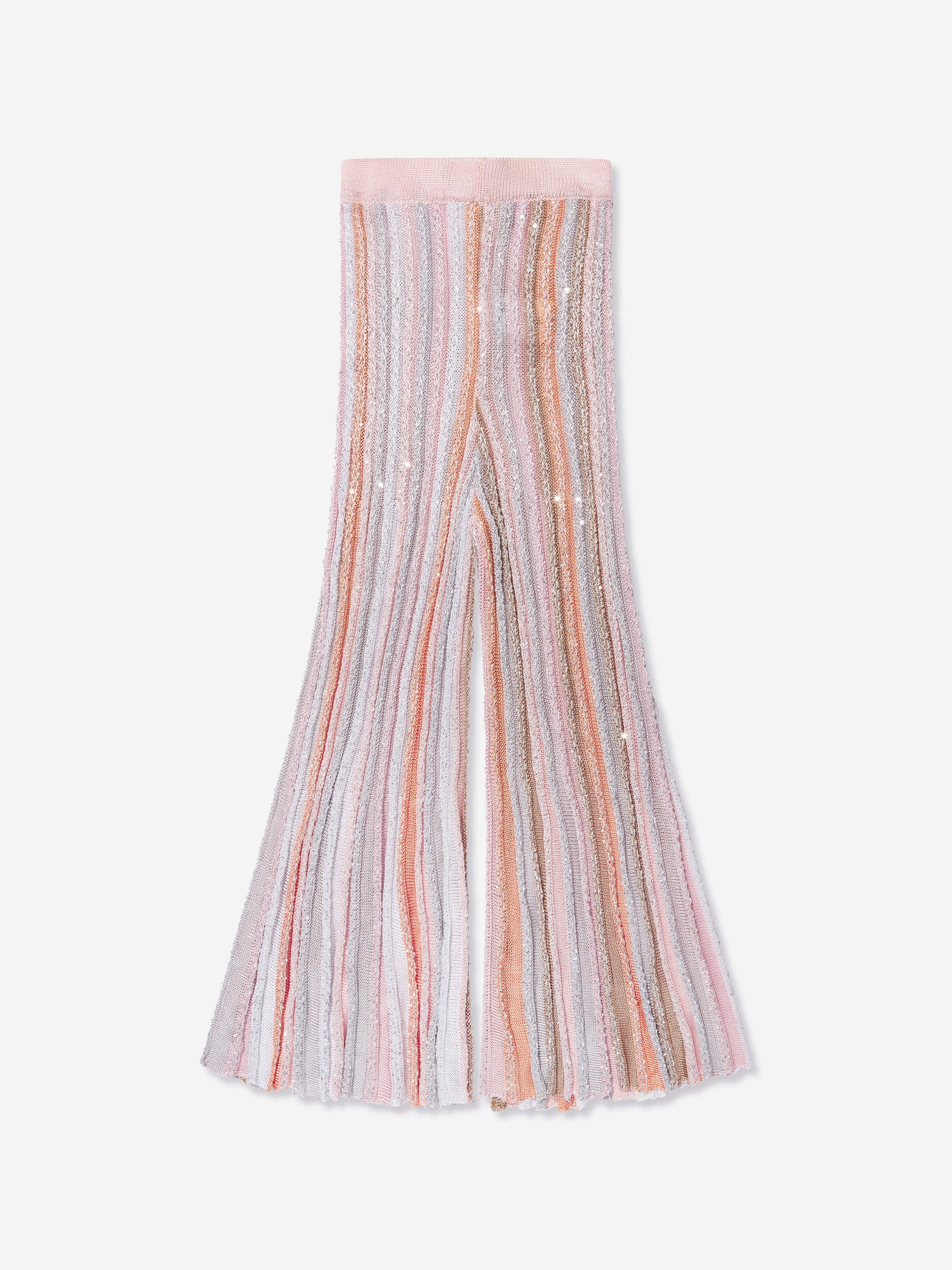 Missoni Girls Pleated Knit Trousers in Multicolour