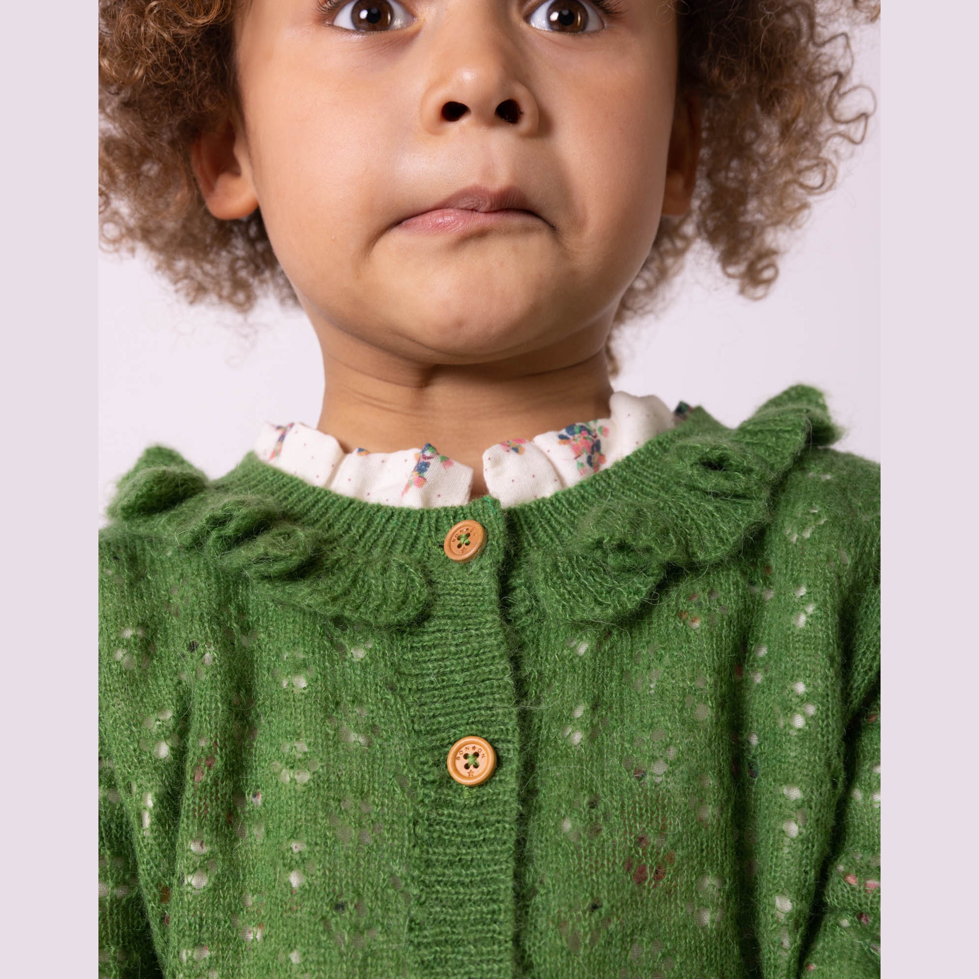 Girls Green Hollow Cardigan