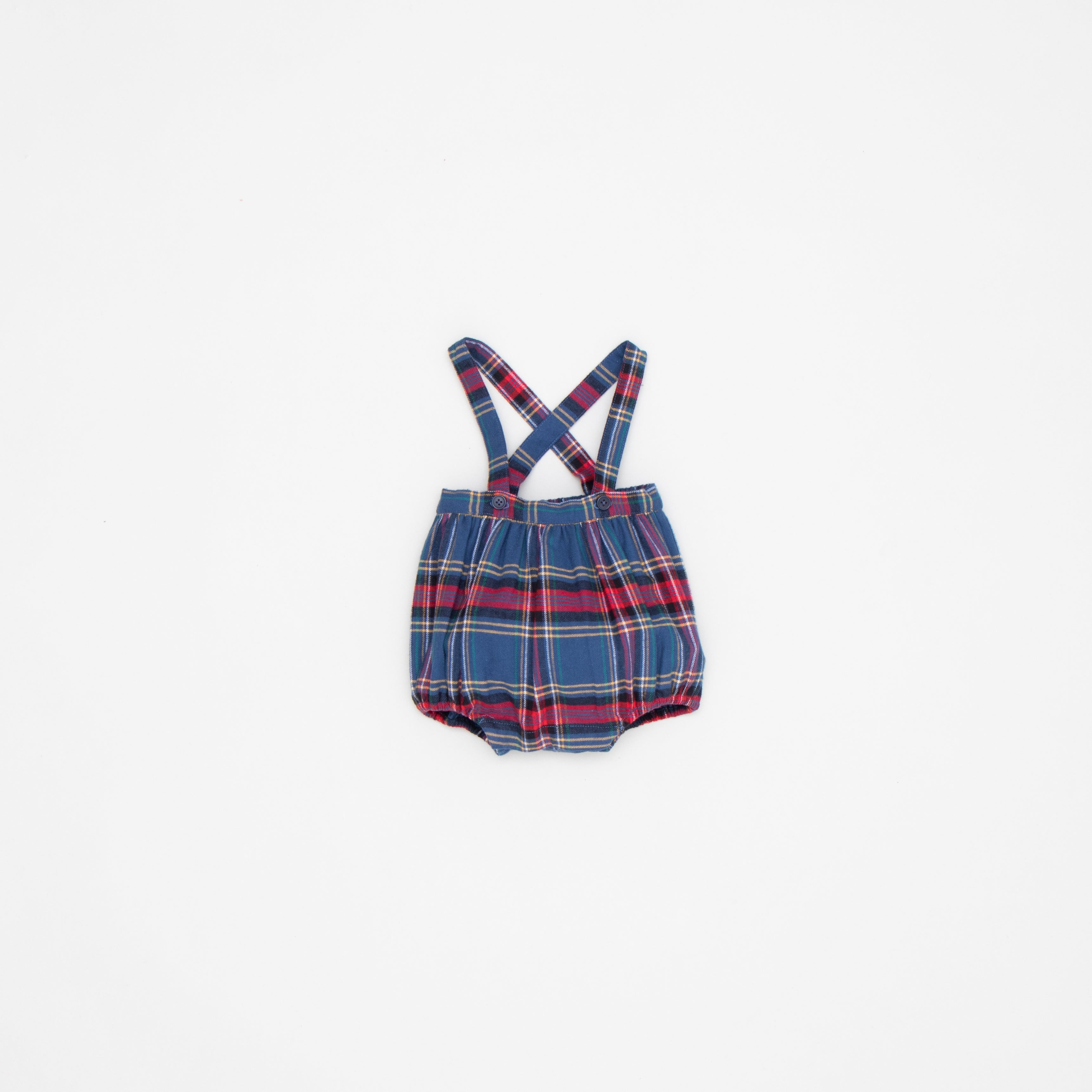 Baby Boys & Girls Blue Check Cotton Strap Shorts
