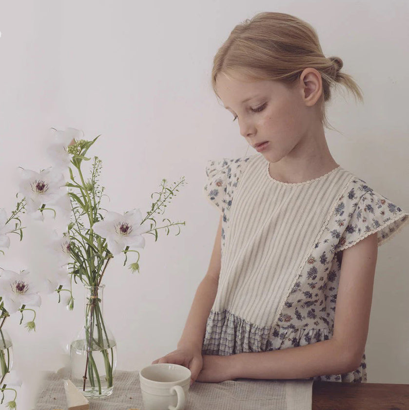 Girls Blue Floral Dress