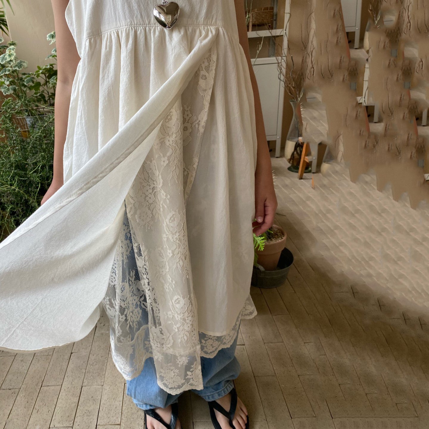 Girls White Cotton Dress