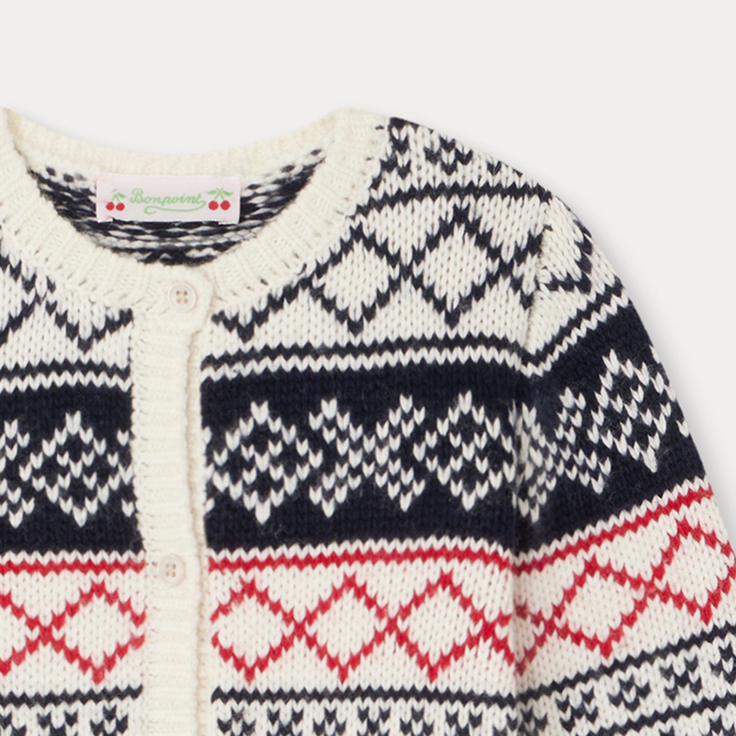 Girls Navy Jacquard Cardigan