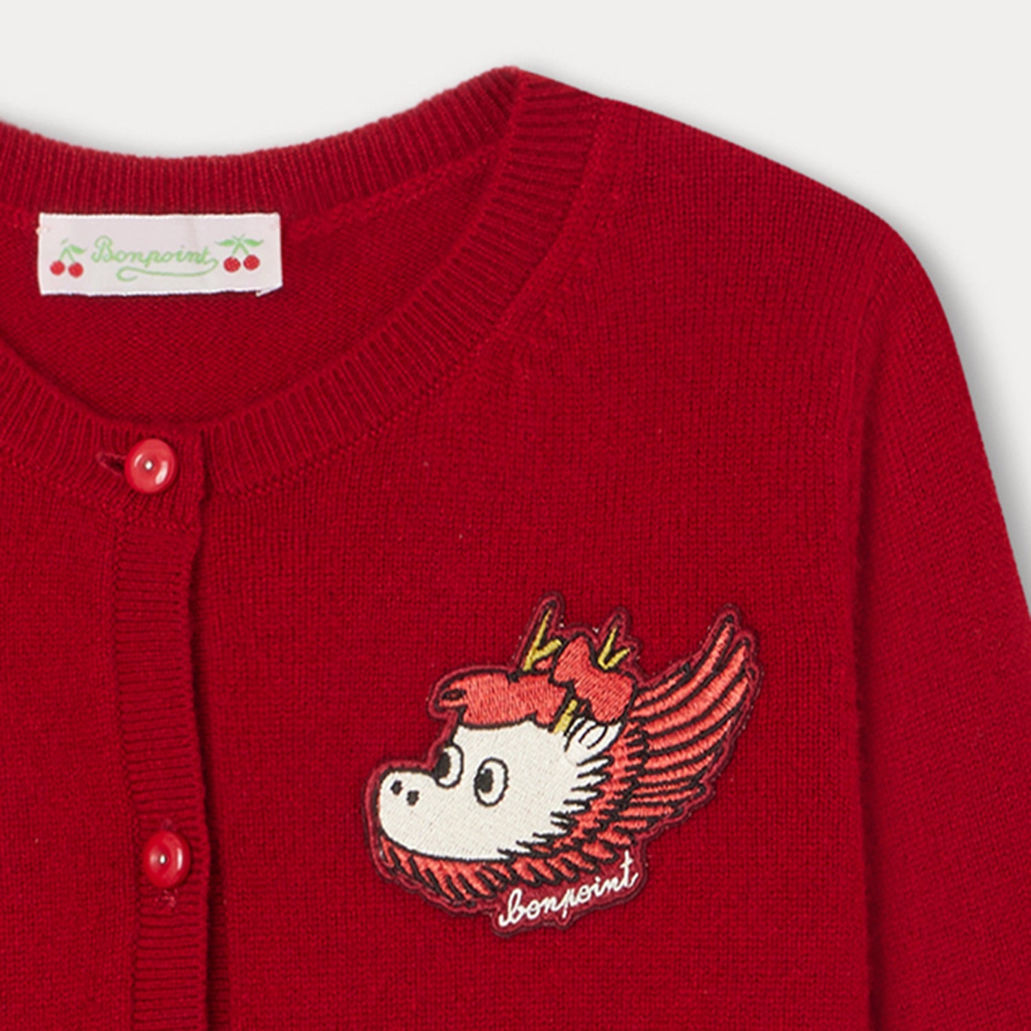 Girls Red Cashmere Cardigan
