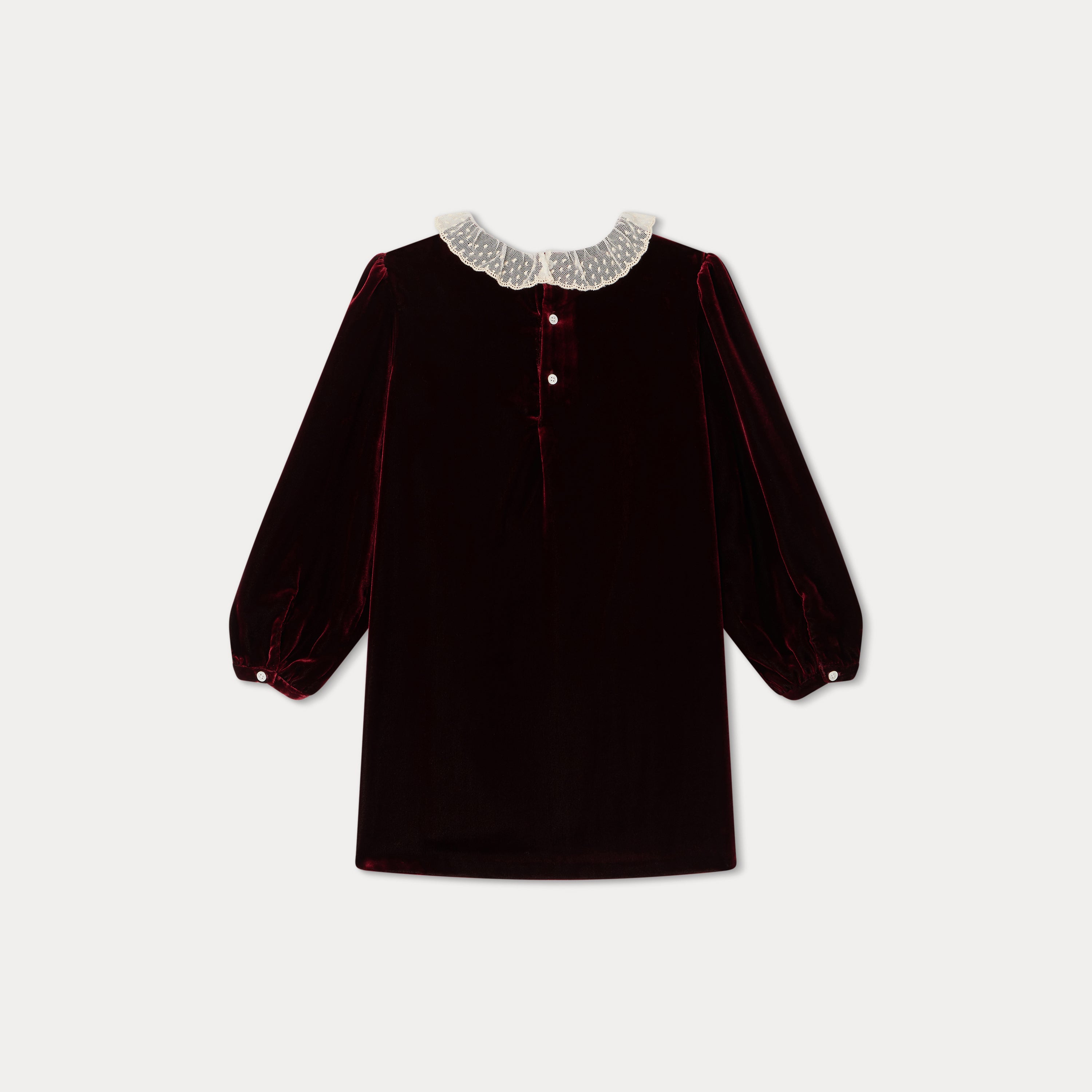 Girls Wine Red Velvet Dress