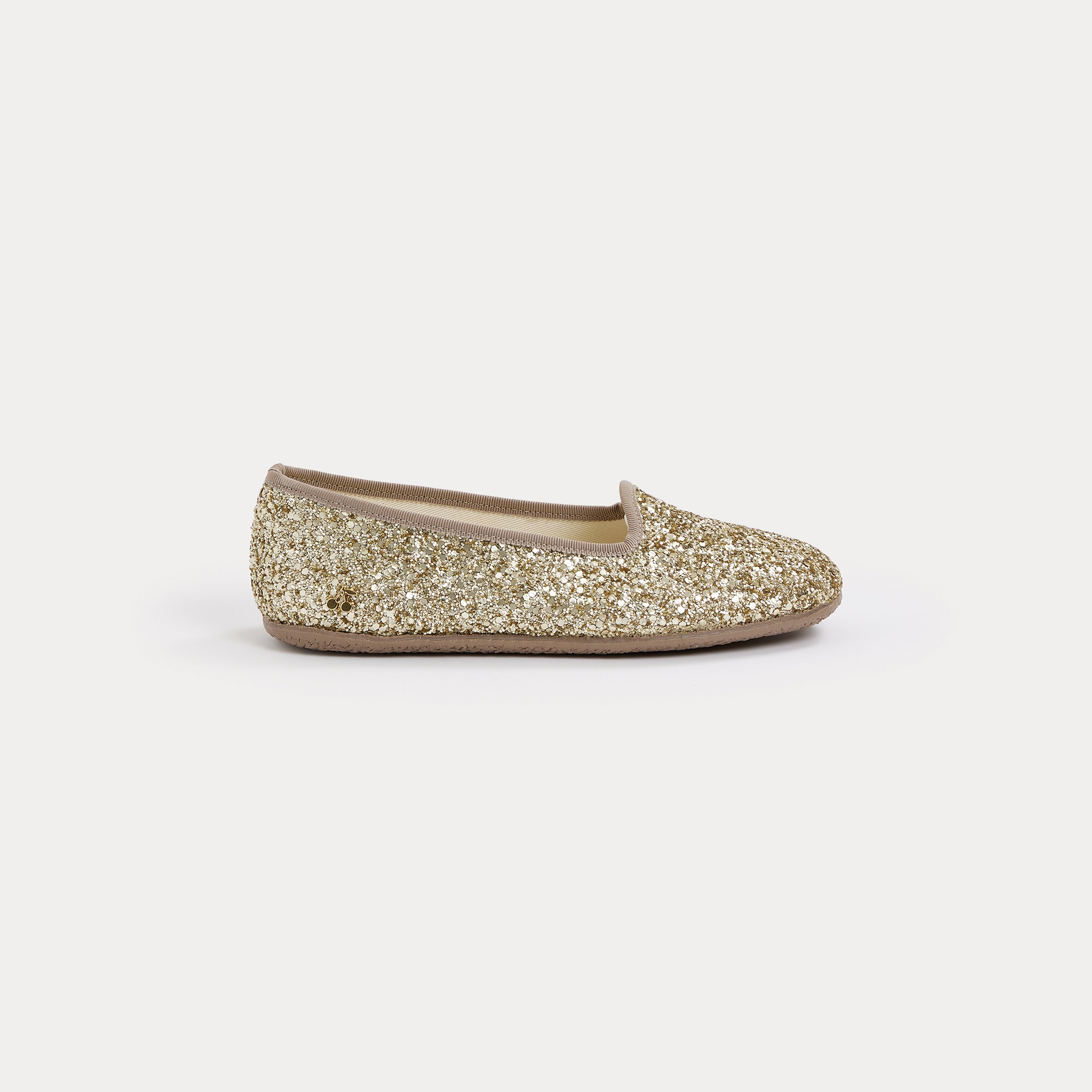 Girls Gold Sequin Flat Shoes