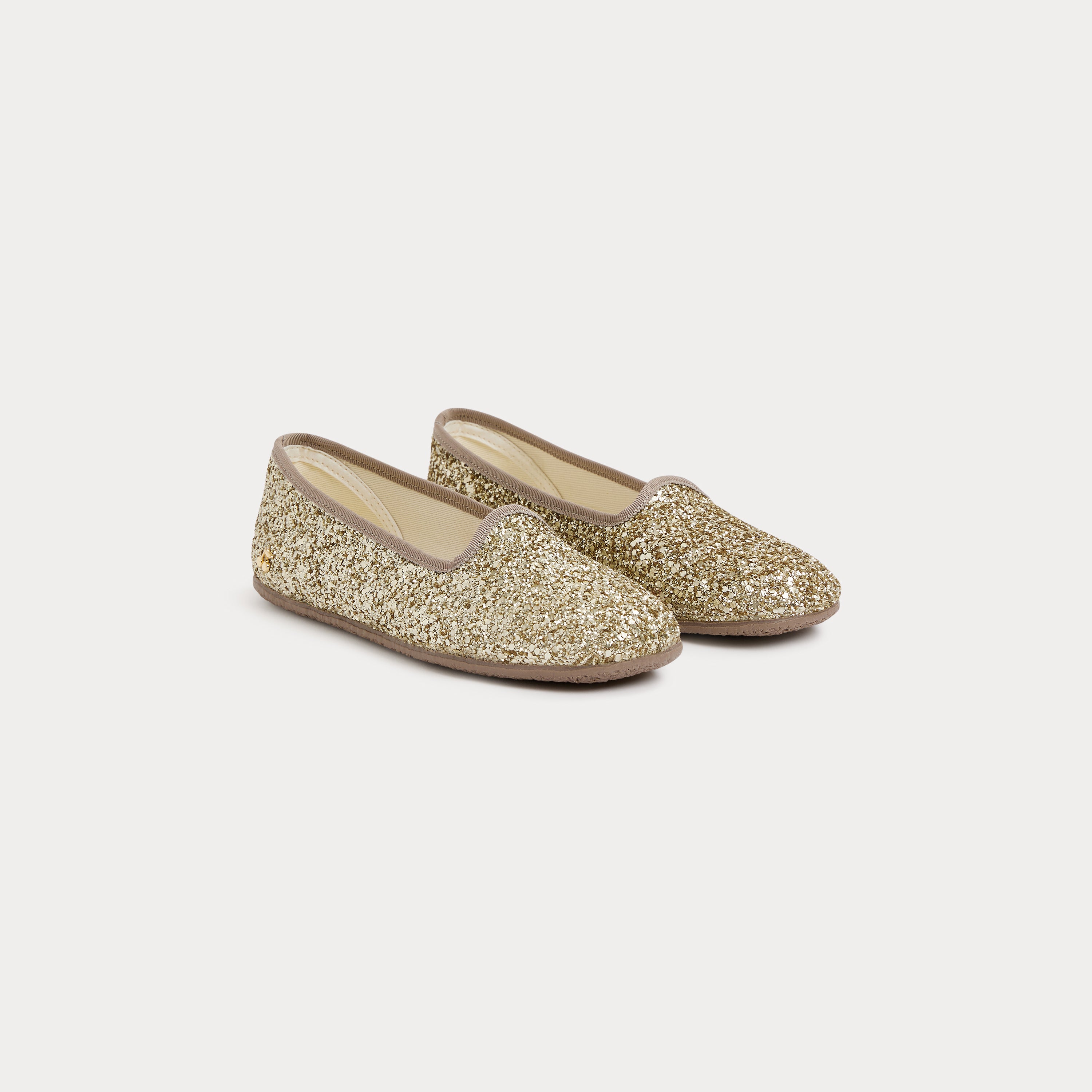 Girls Gold Sequin Flat Shoes