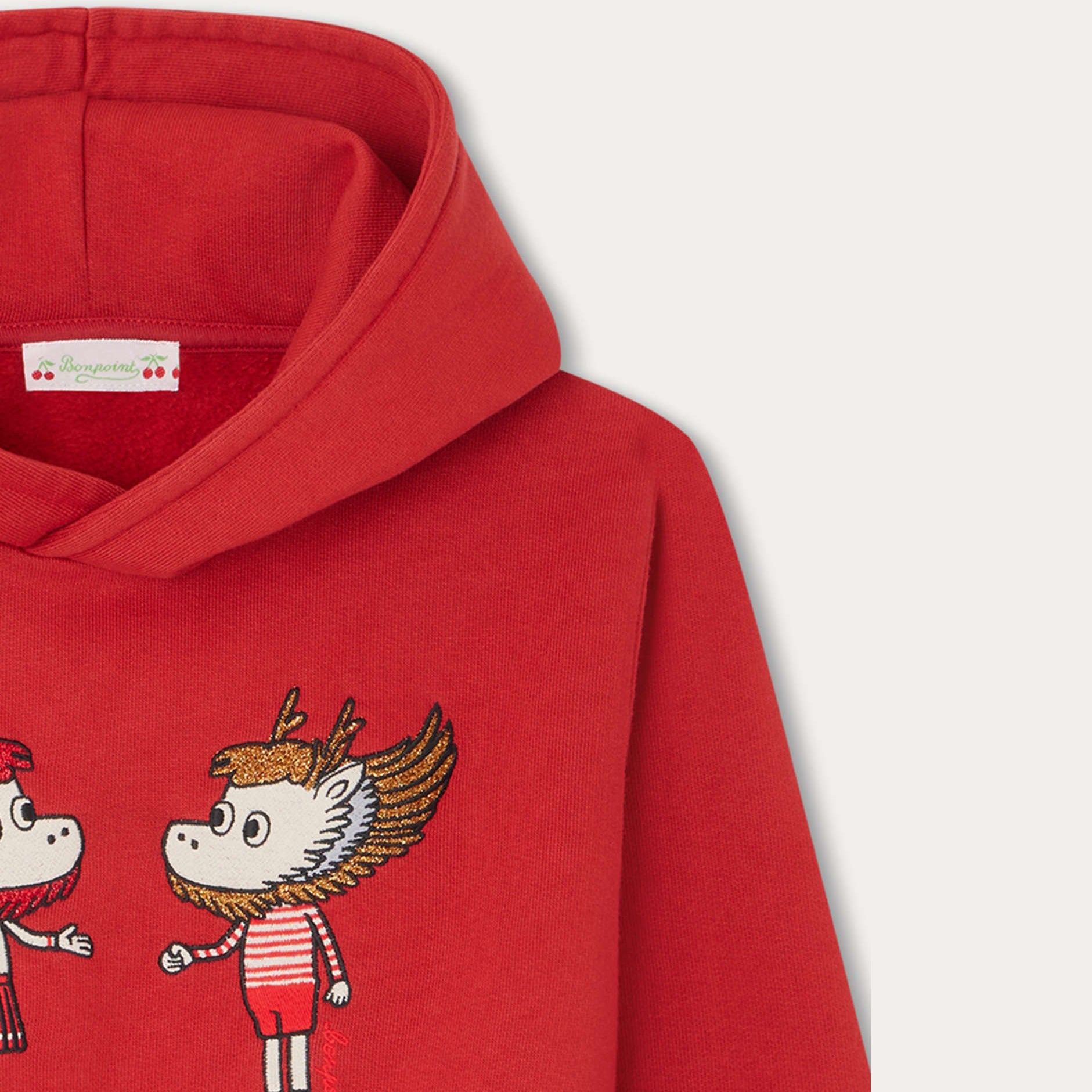 Girls Red Hooded Cotton Sweatshirt