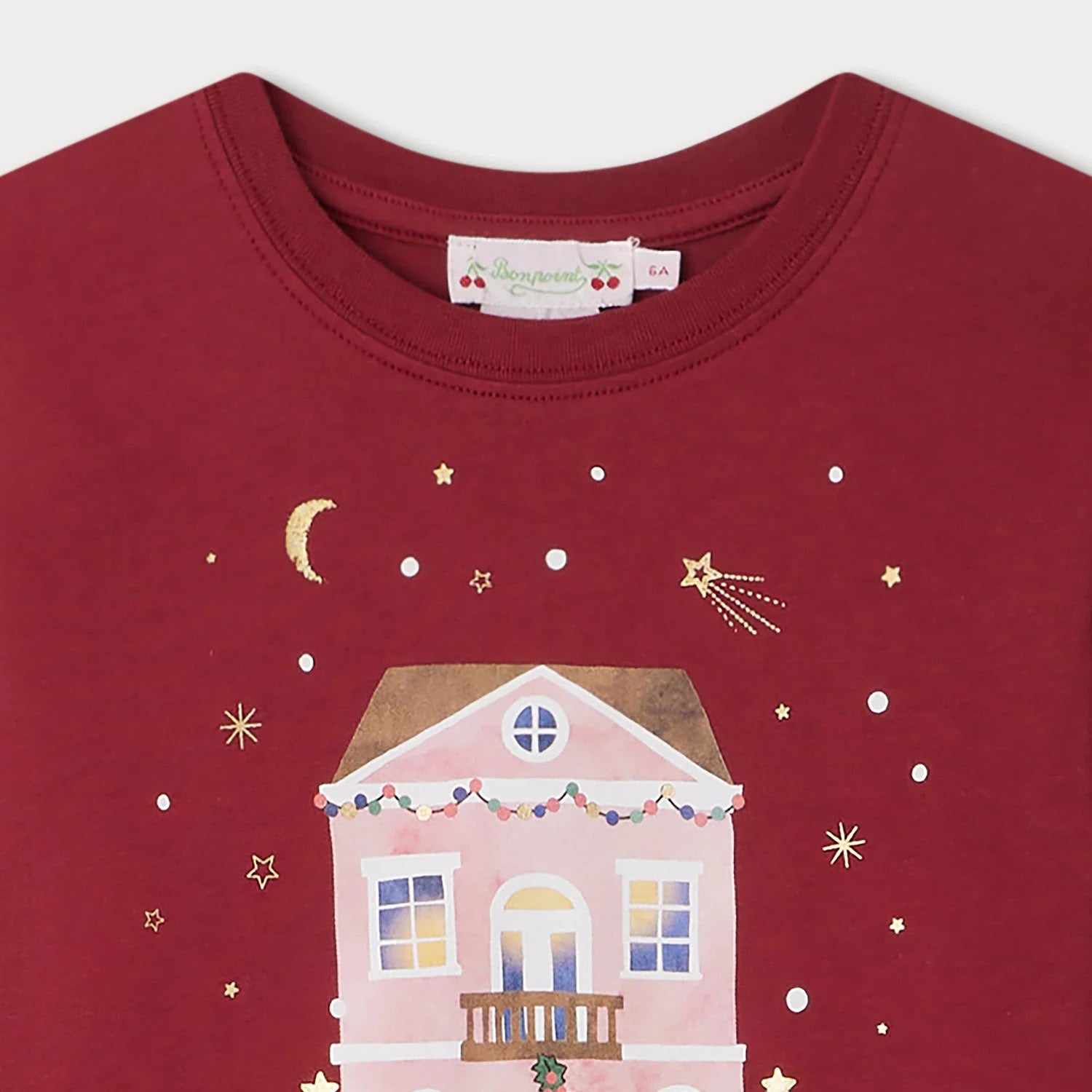 Girls Red Printed Cotton T-Shirt