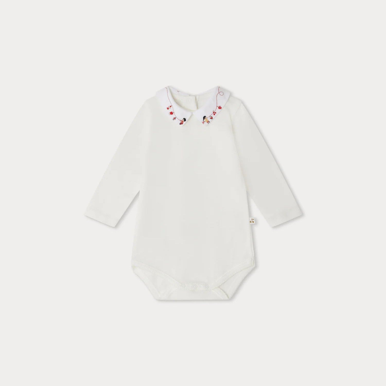 Baby Girls White Cotton Babysuit