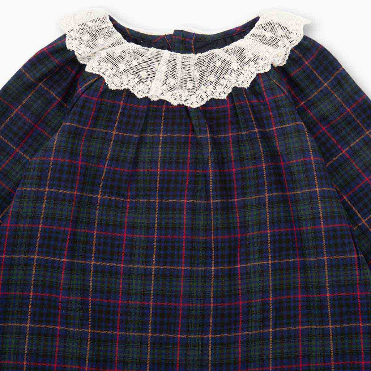 Baby Girls Blue Check Cotton Dress