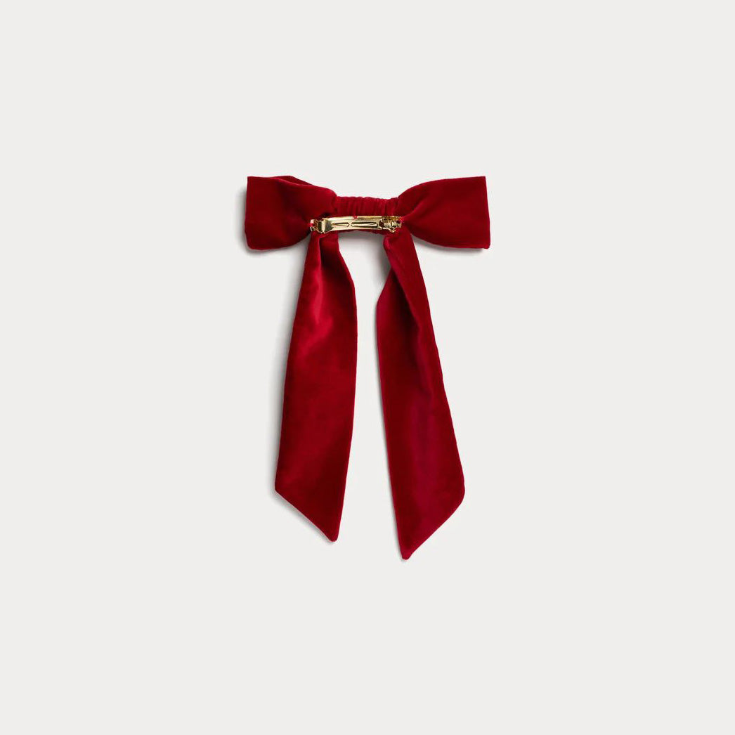 Girls Rouge Velvet Bow Hair Clip
