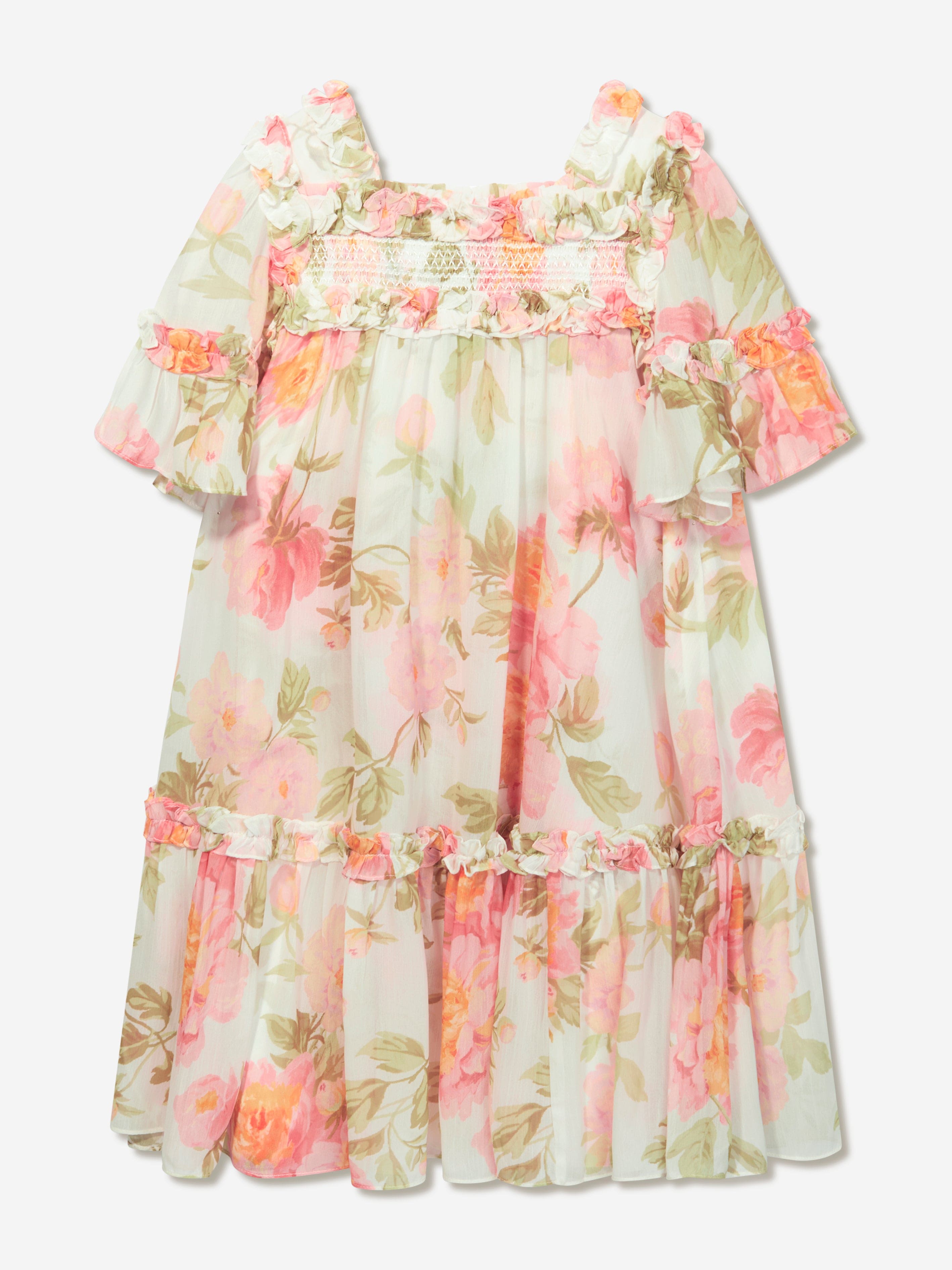 Needle & Thread Girls Peony Promise Chiffon Dress in Multicolour
