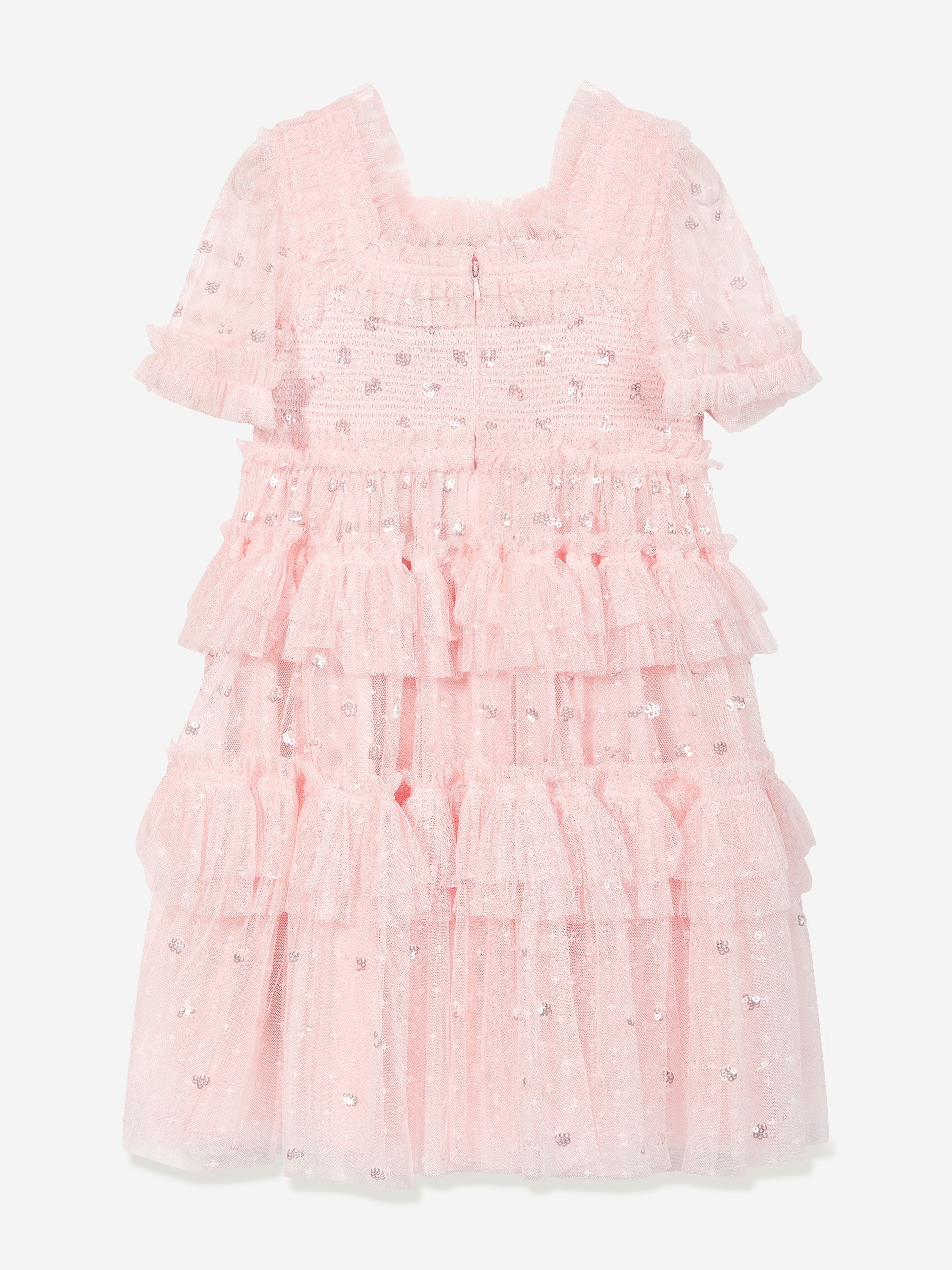 Needle & Thread Girls Polka Dot Smocked Dress in Pink
