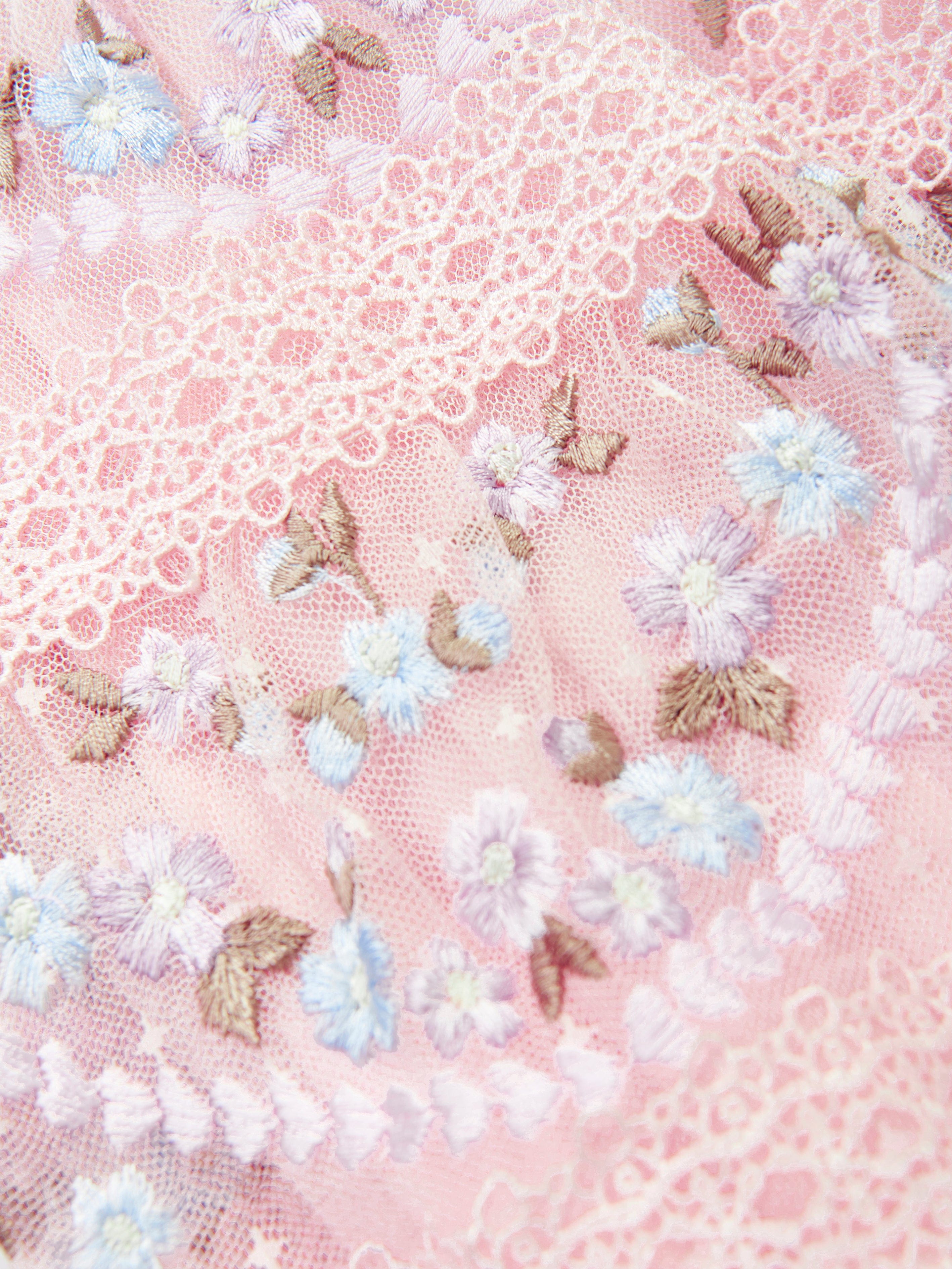 Needle & Thread Girls Garland Ribbon Dress in Pink