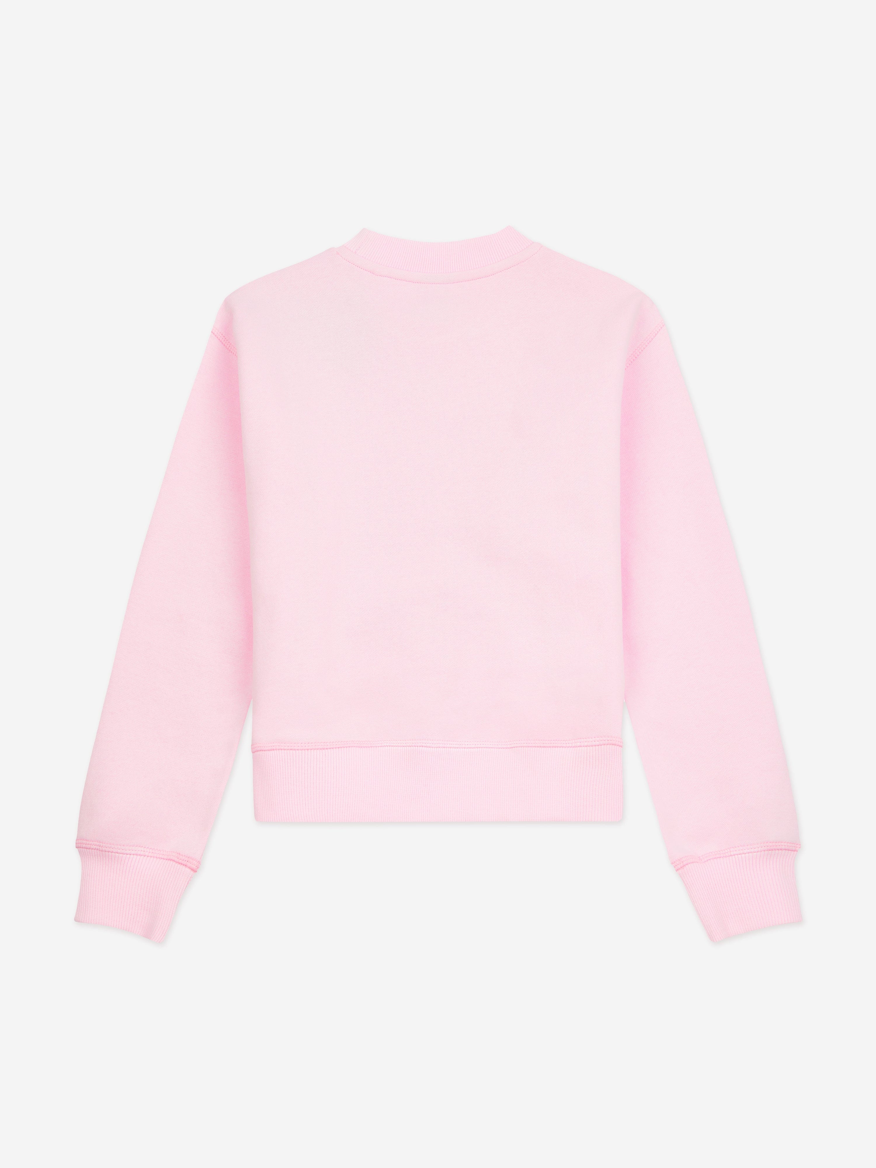 New Balance Girls Brush Back Small Logo Sweatshirt in Pink