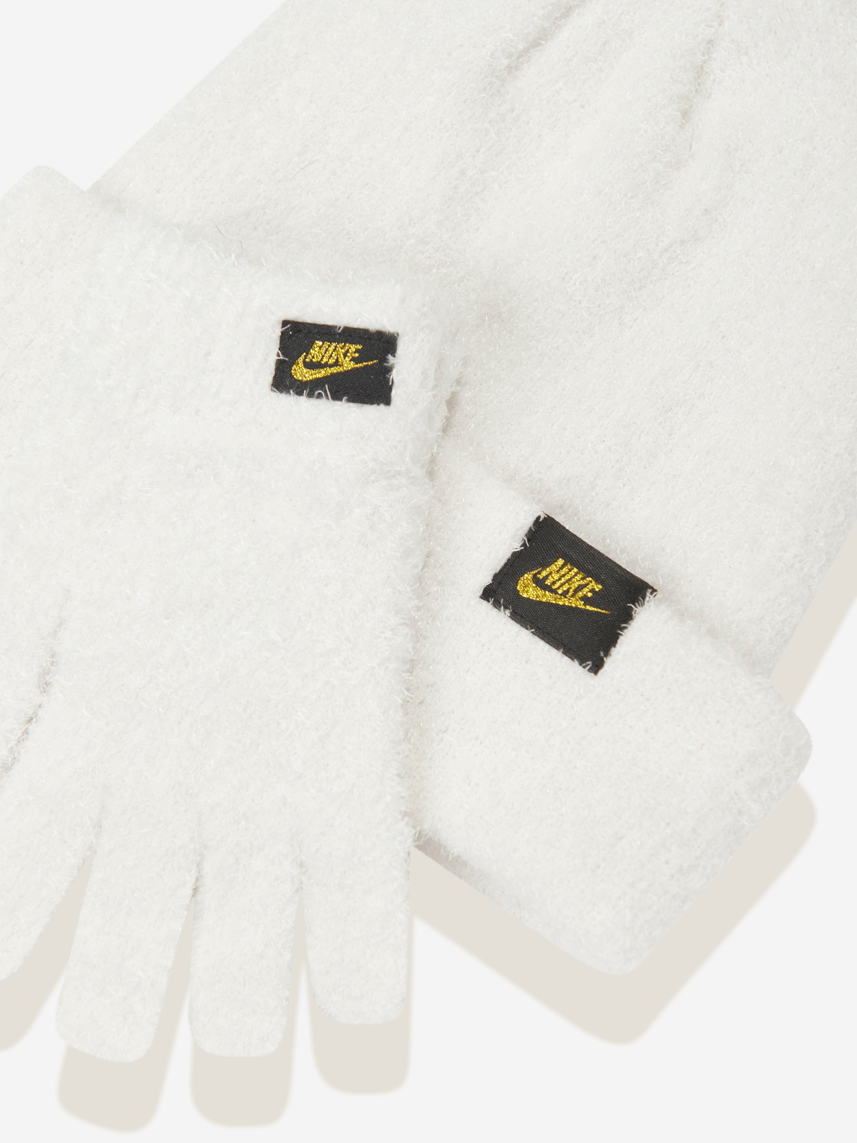 Kids Plush Beanie and Glove Set in White