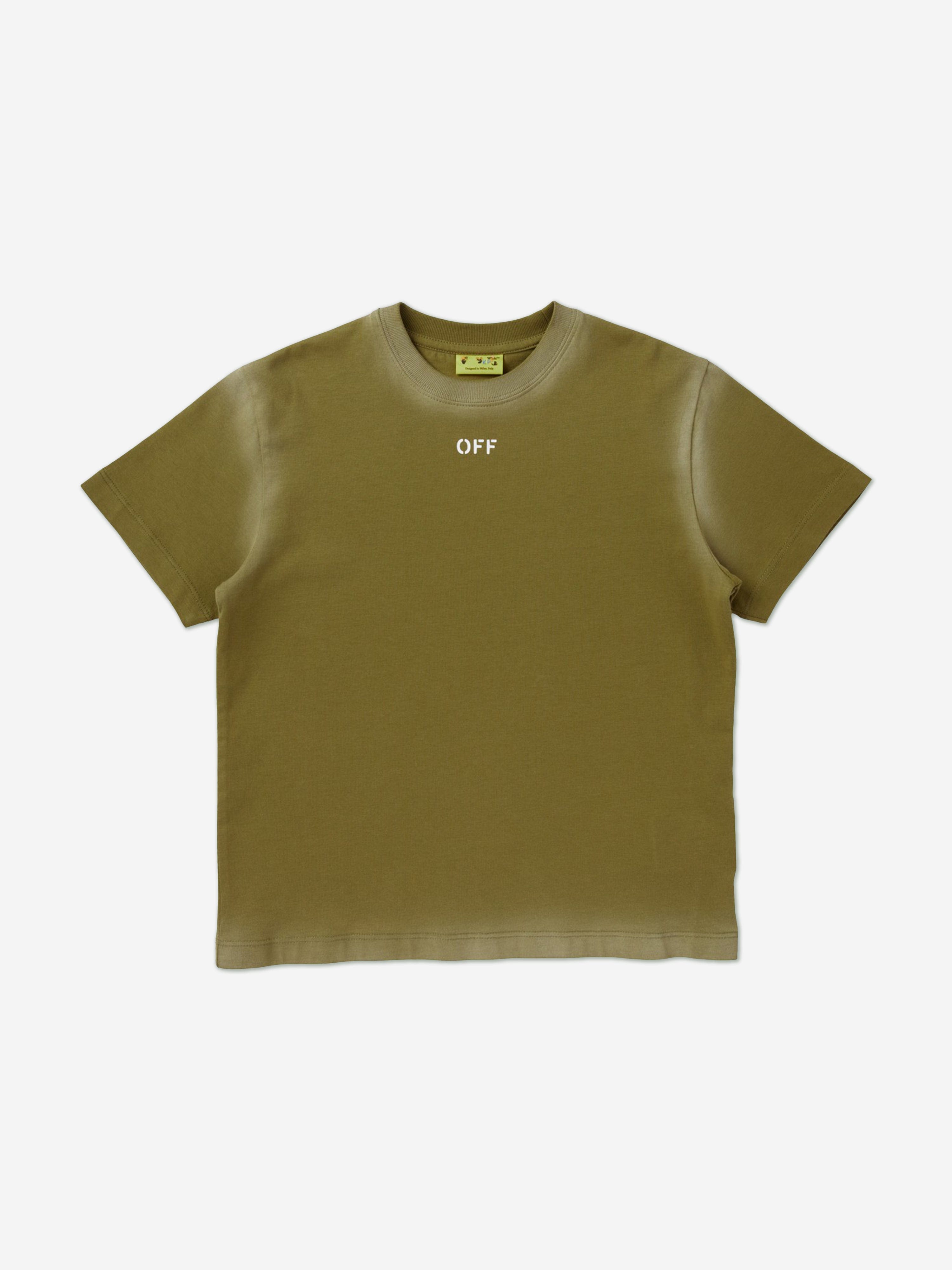 Off-White Boys Off Stamp T-Shirt in Green