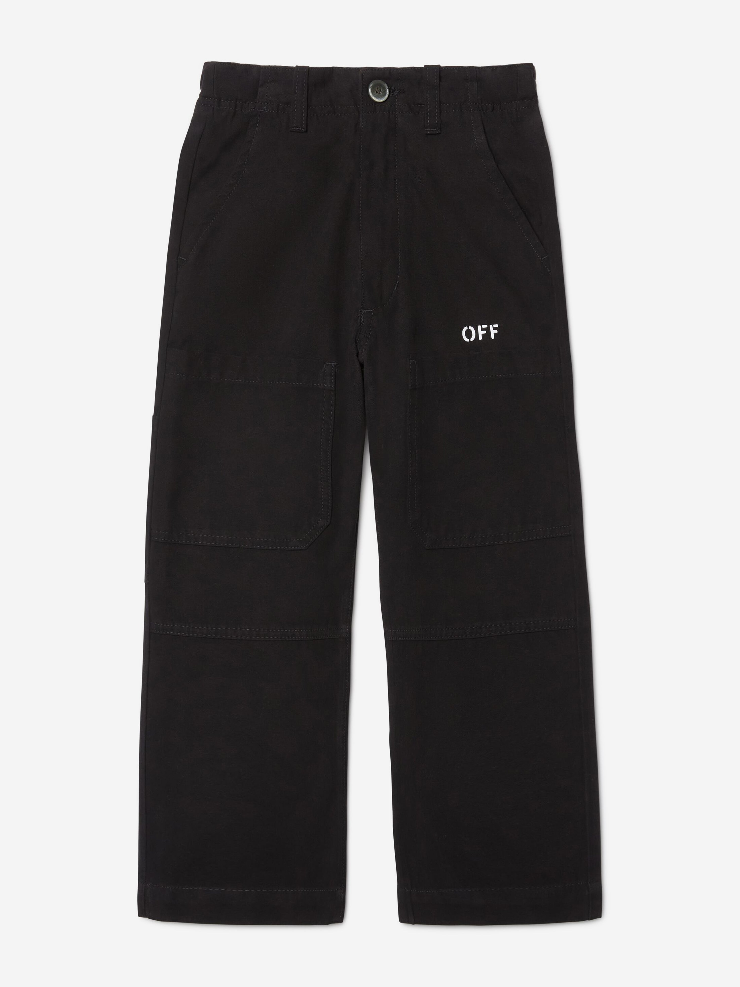 Off-White Boys Off Stamp Clear Worker Trousers in Black