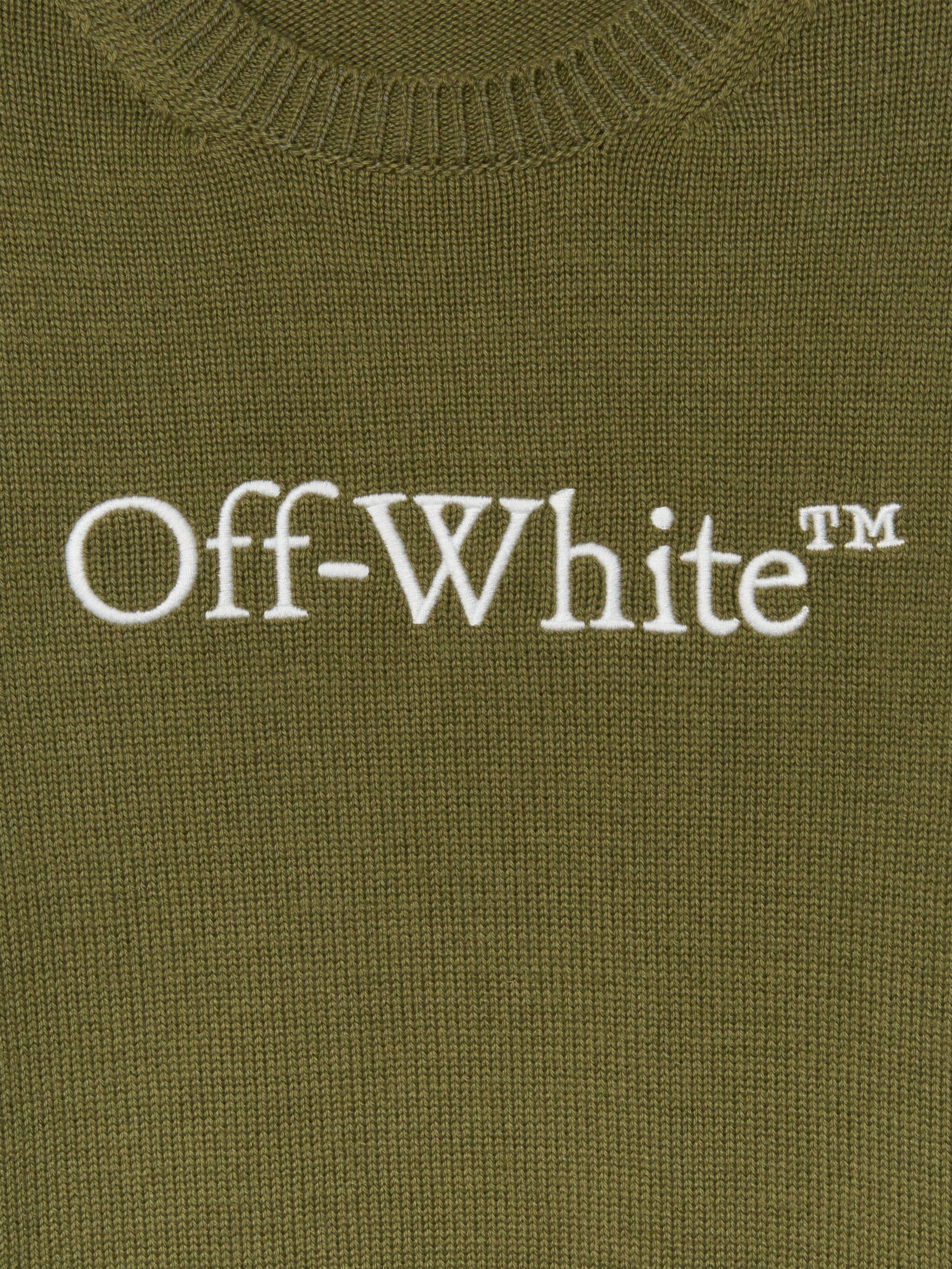 Off-White Boys Bookish Knit Jumper in Green