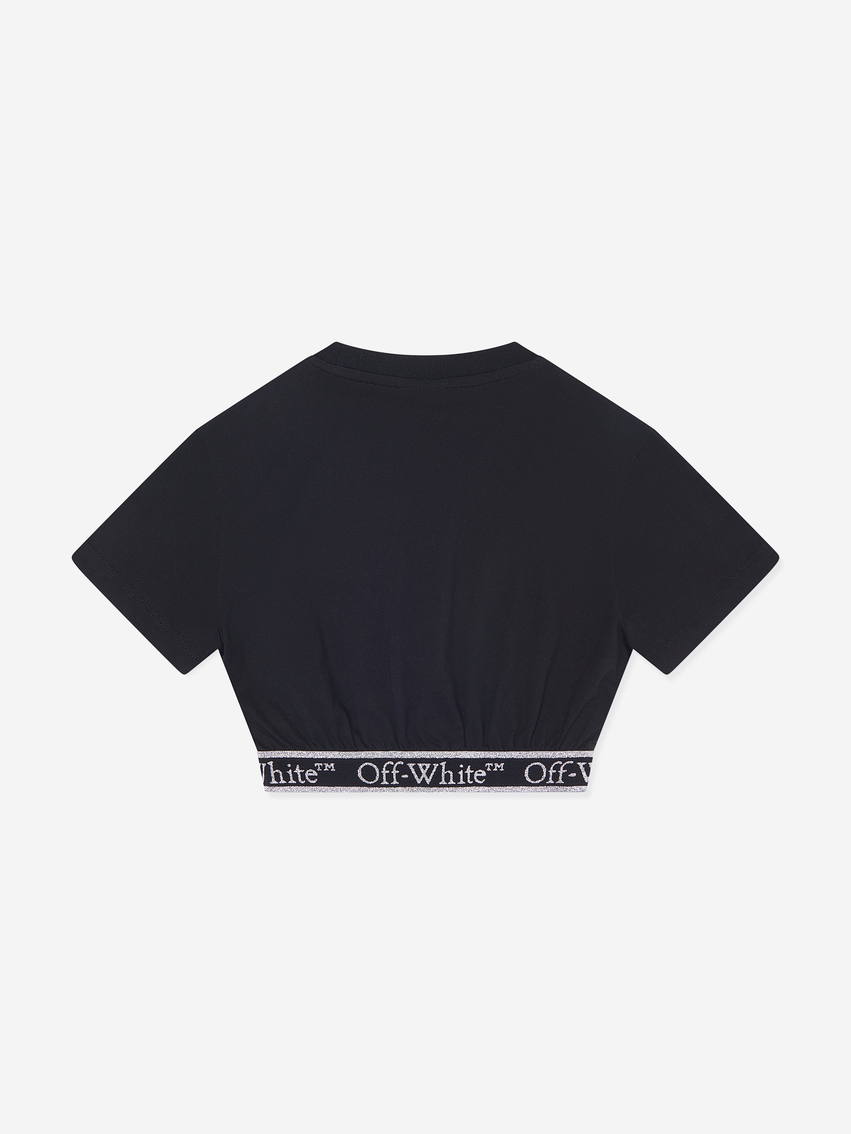 Off-White Girls Bookish Logo Band Crop T-Shirt in Black