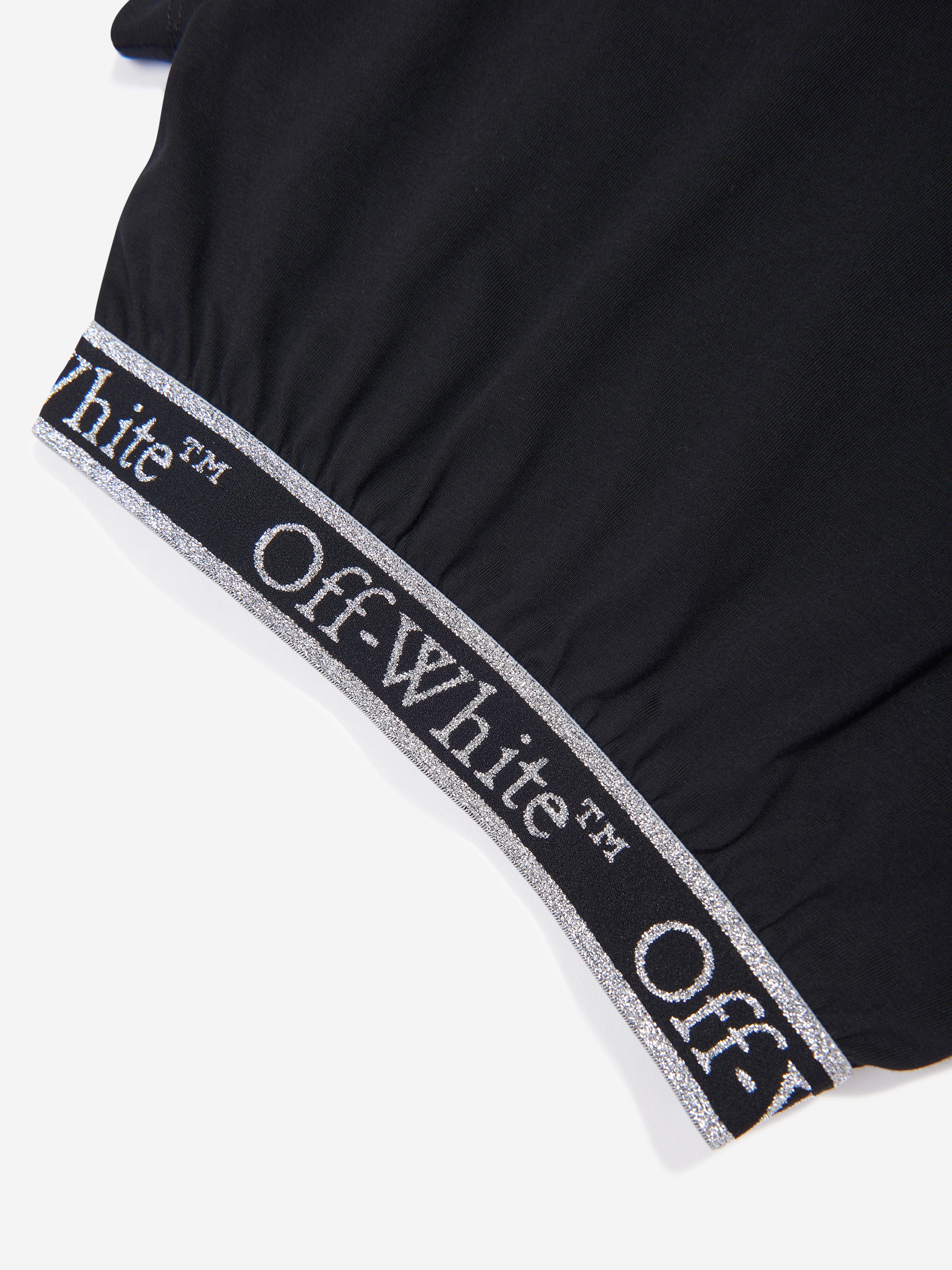 Off-White Girls Bookish Logo Band Crop T-Shirt in Black