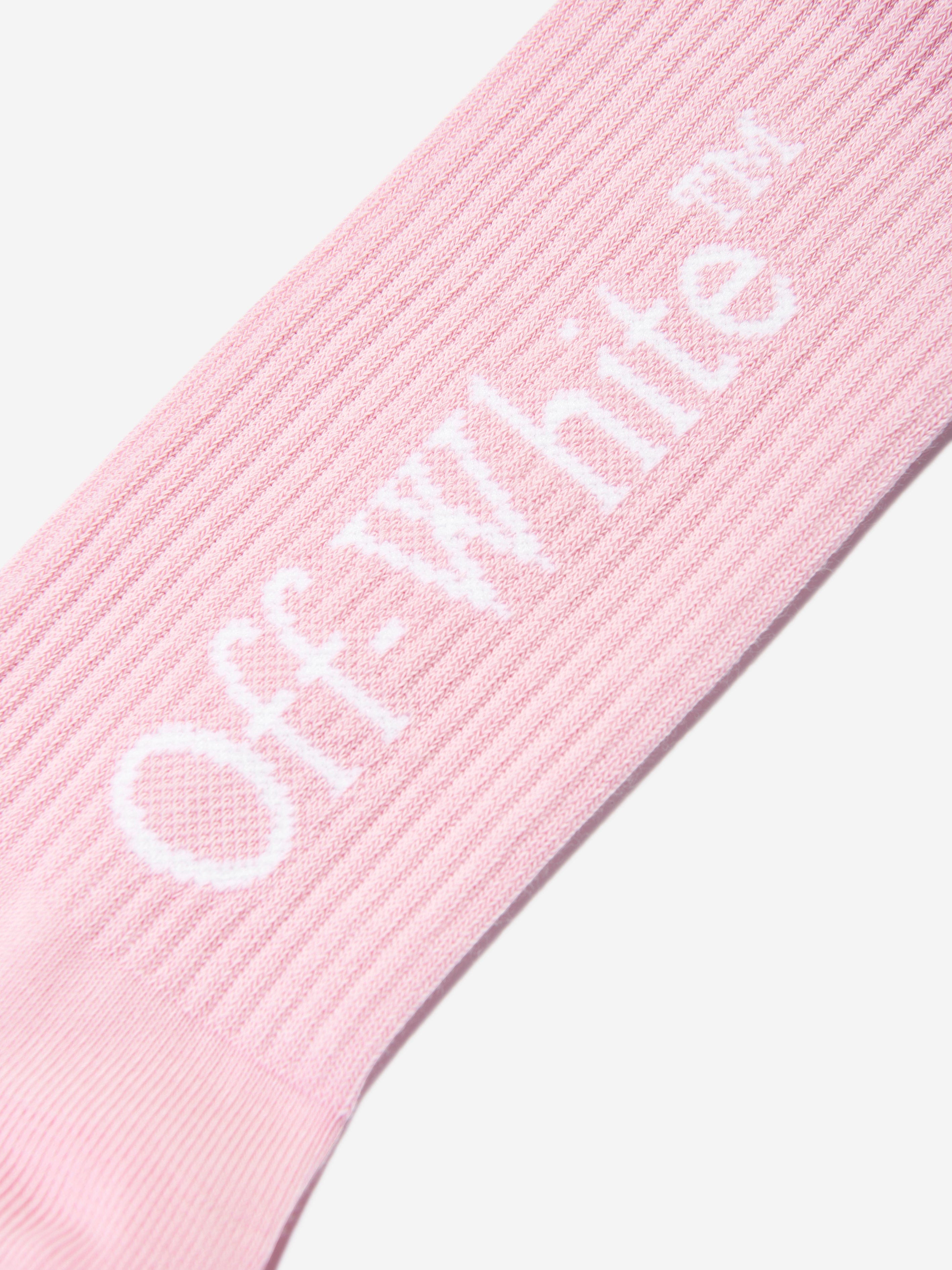 Off-White Girls Bookish Long Socks in Pink