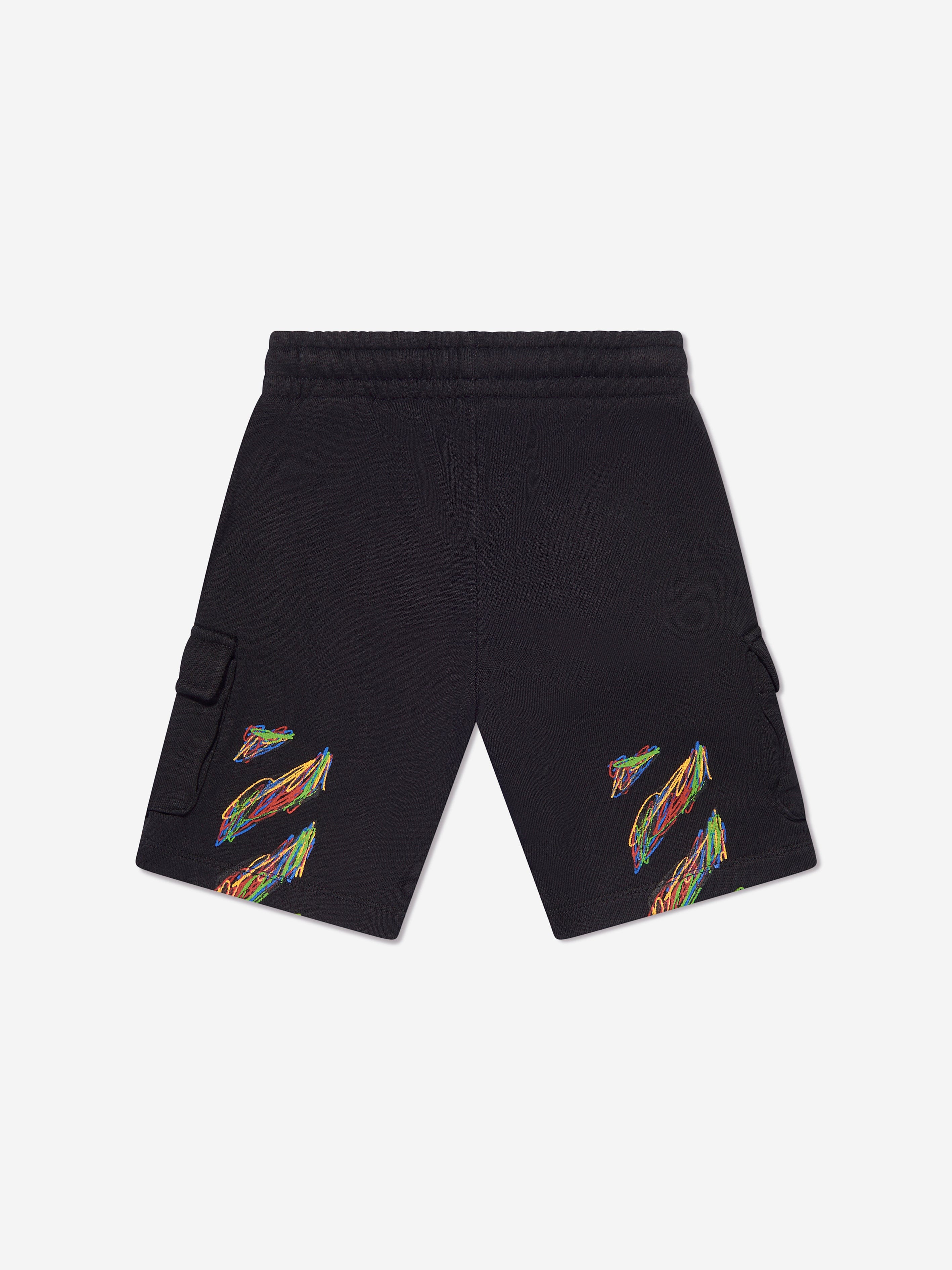 Off-White Boys Logo Stretch Shorts in Black