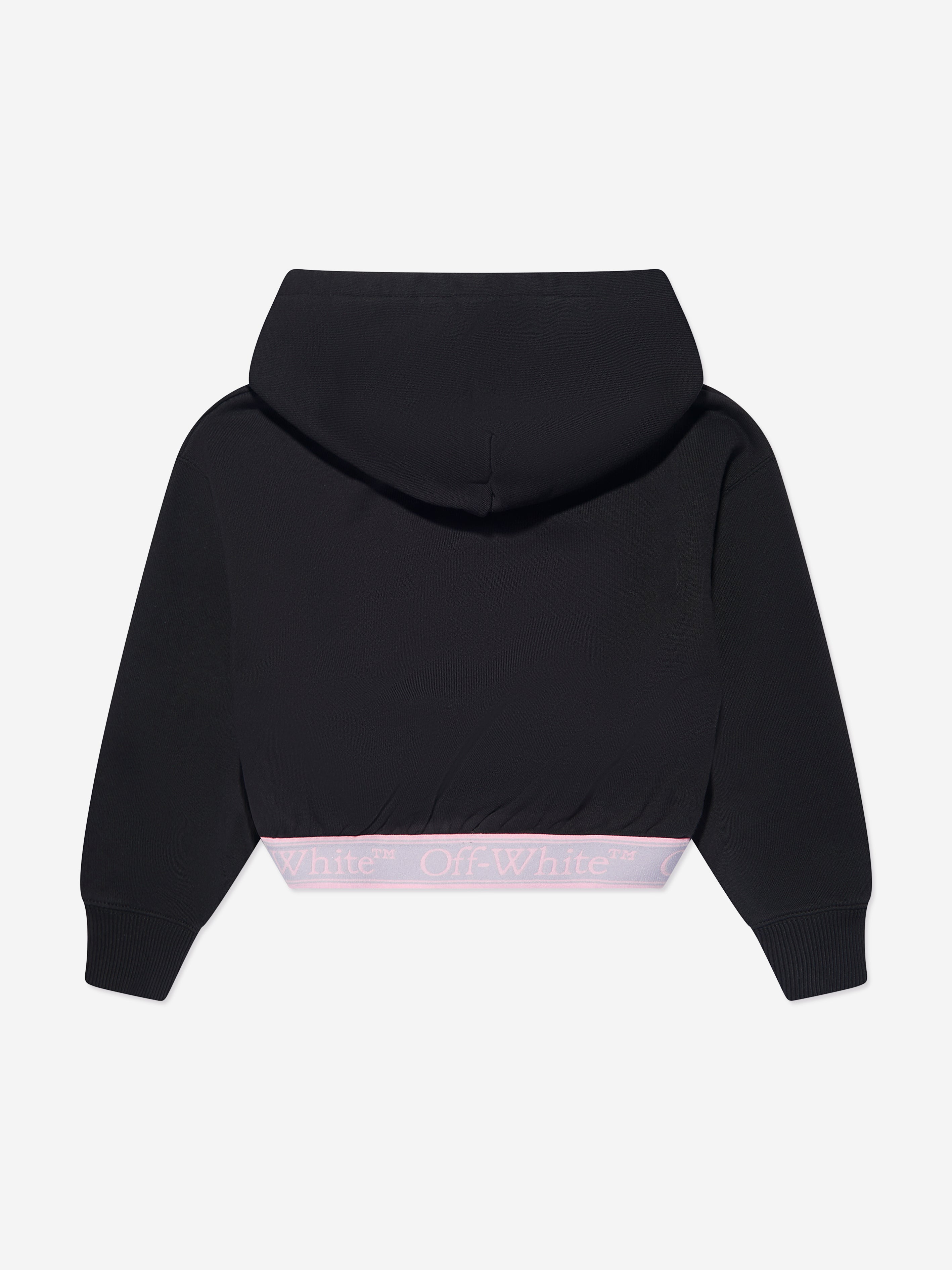Off-White Girls Bookish Logo Band Cropped Hoodie in Black