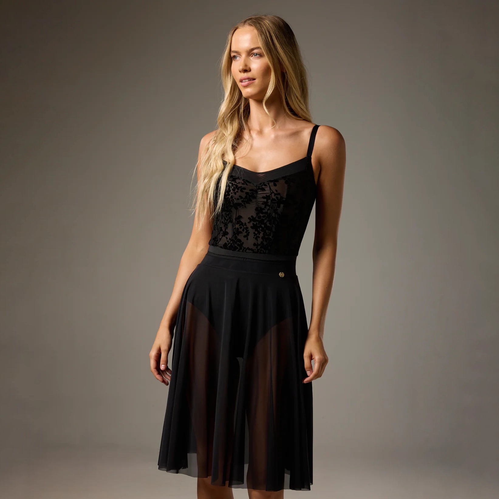 Women Black Velvet Ballet Onesies(OPHELIA LEOTARD/OBSIDIAN VELVET FLOCK)