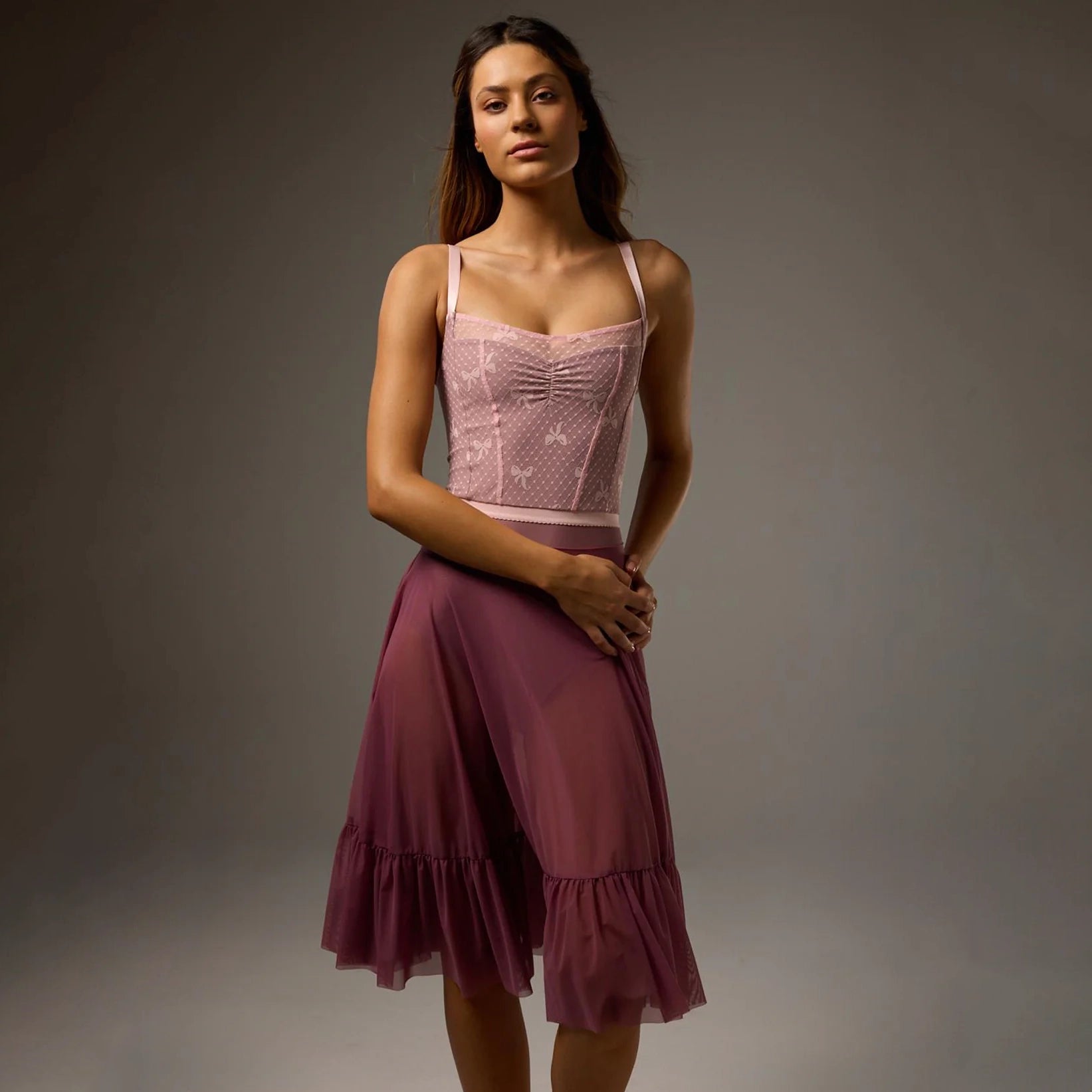 Women Pink Ballet Onesies(OPHELIA SERENADE LEOTARD/LYCHEE IVORY)