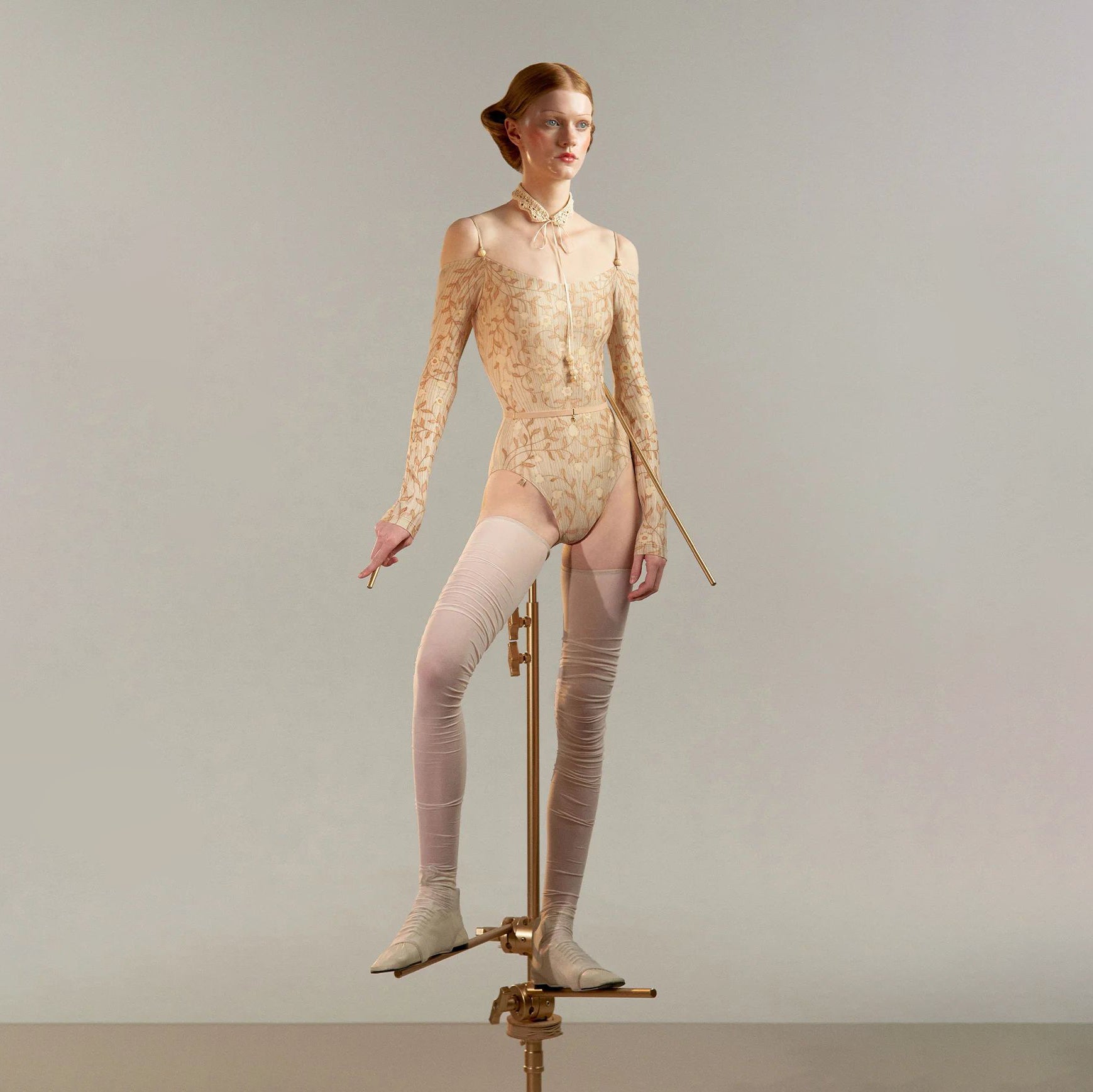 Women Pine"ROSEWOOD INTARSIA"Long Sleeves Ballet Onesies(251LE23VL/pine)