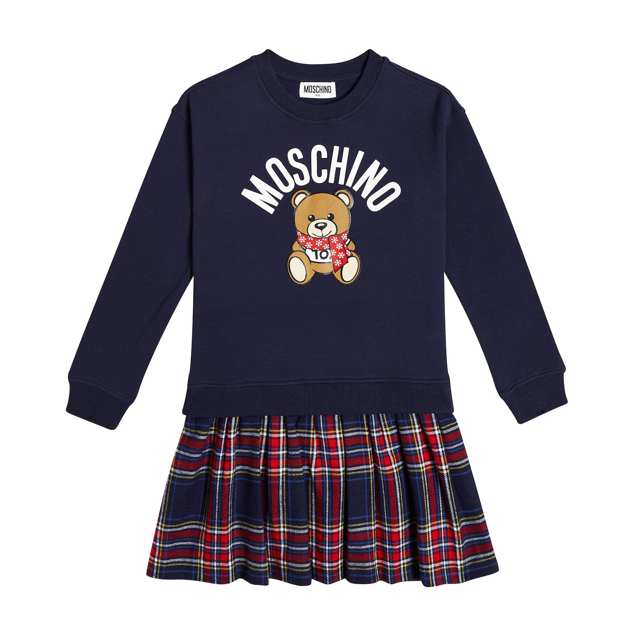 Girls Navy Printed Cotton Dress