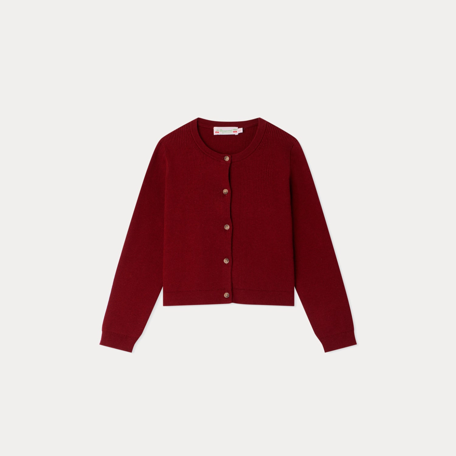 Girls Wine Red Cotton Cardigan