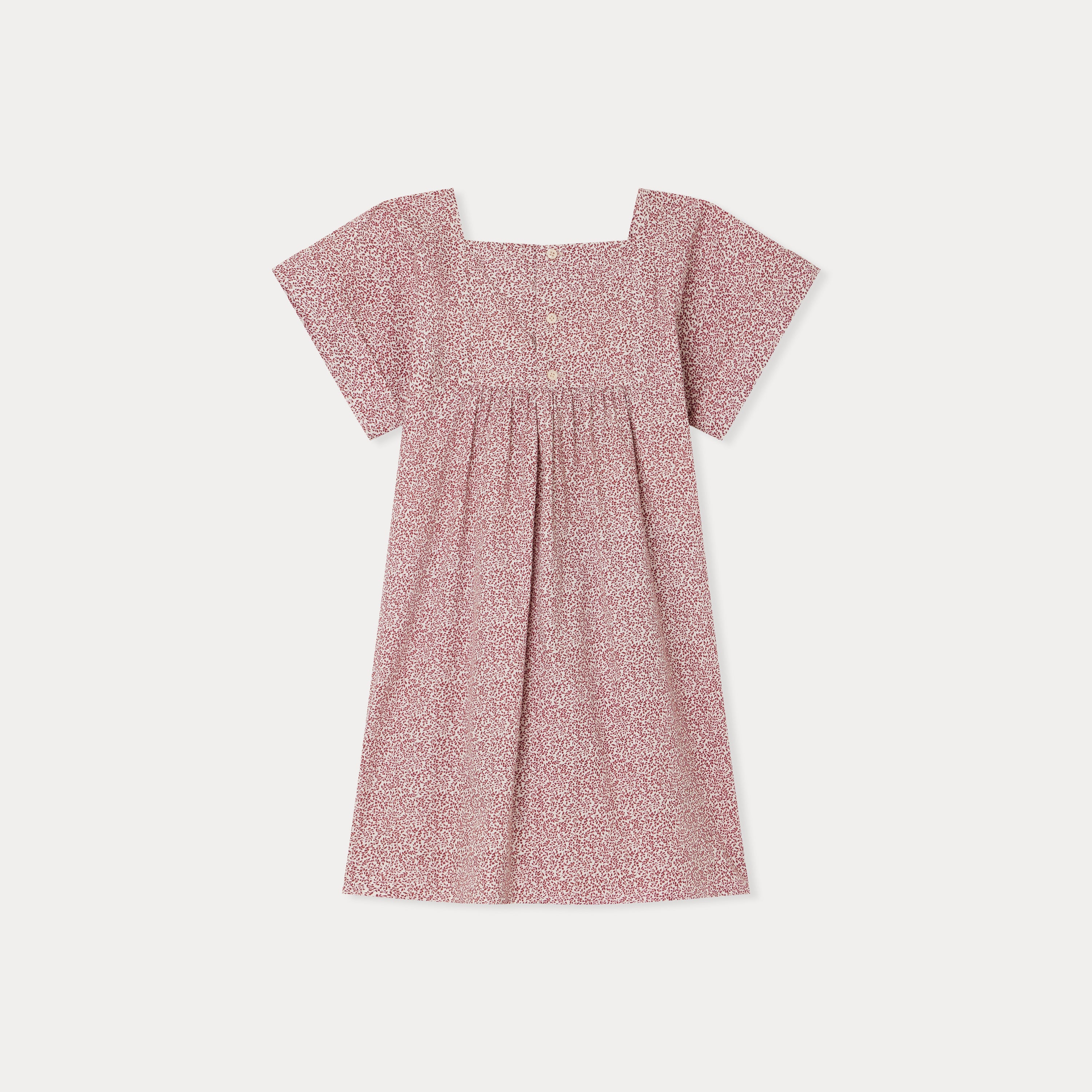 Girls Red Floral Cotton Dress