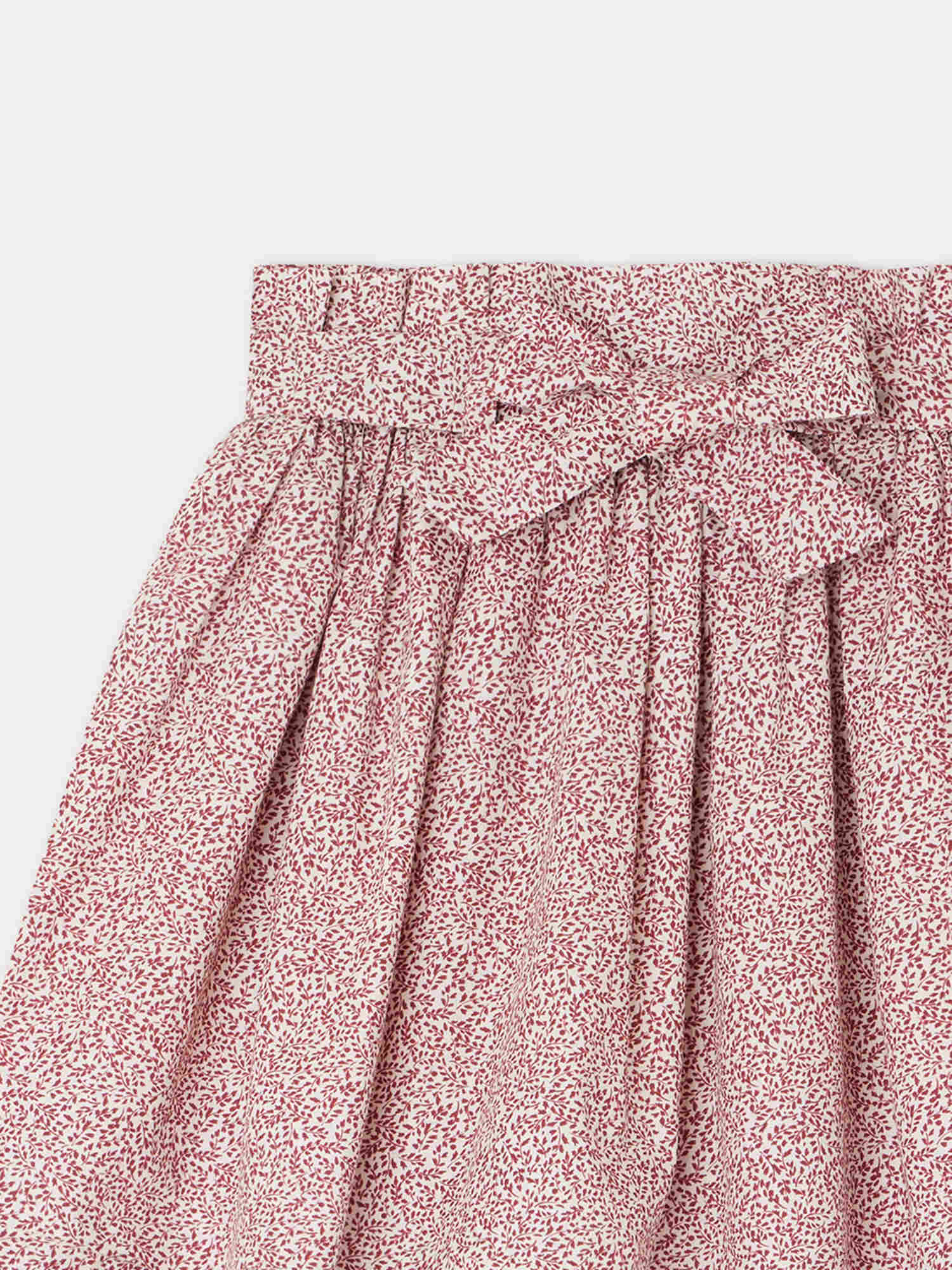 Girls Red Floral Cotton Skirt