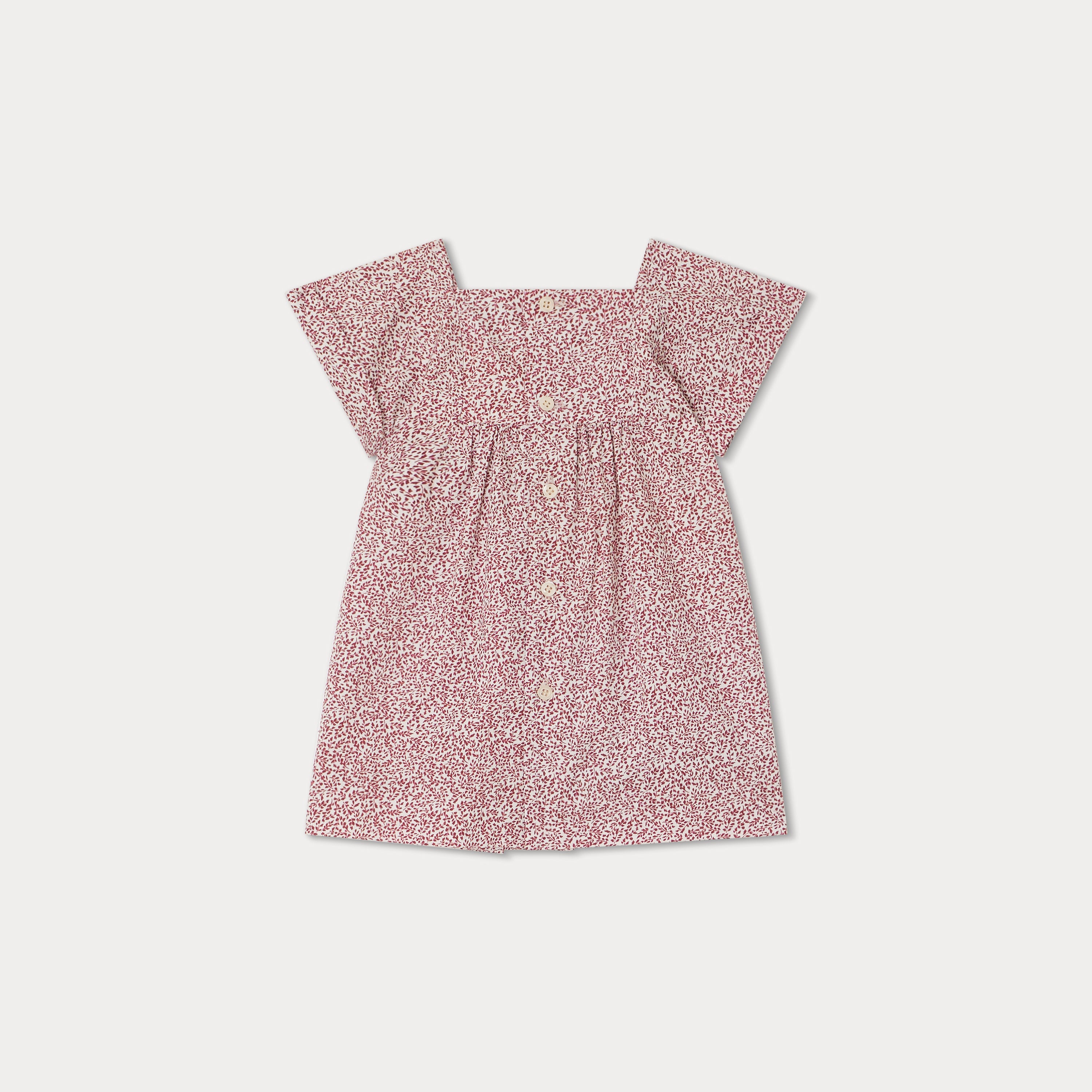 Baby Girls Red Floral Cotton Dress
