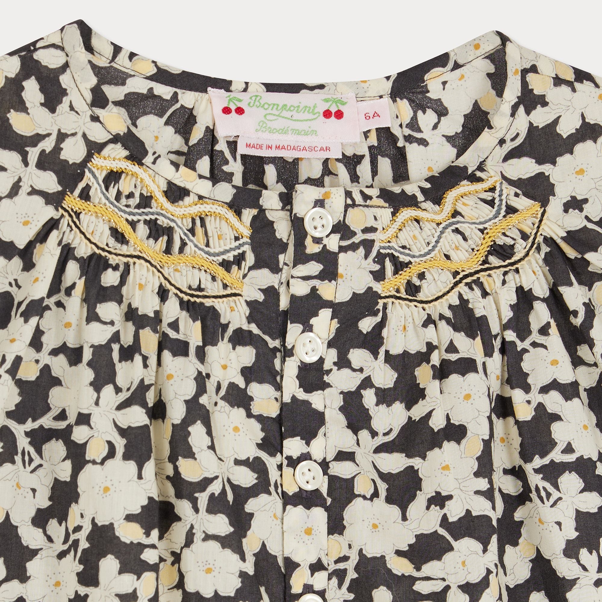 Girls Black Printed Cotton Shirt