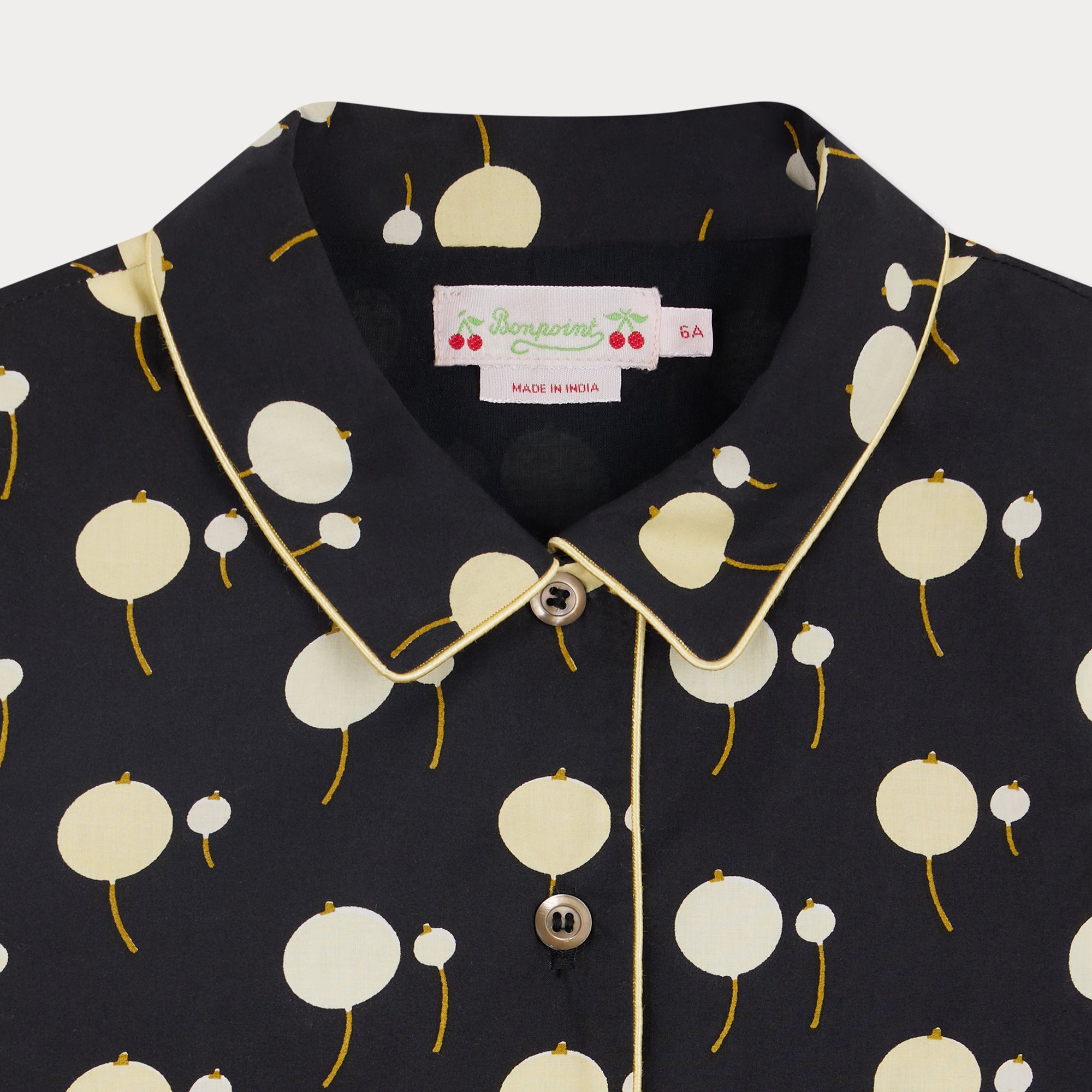 Girls Black Cherry Printed Cotton Dress