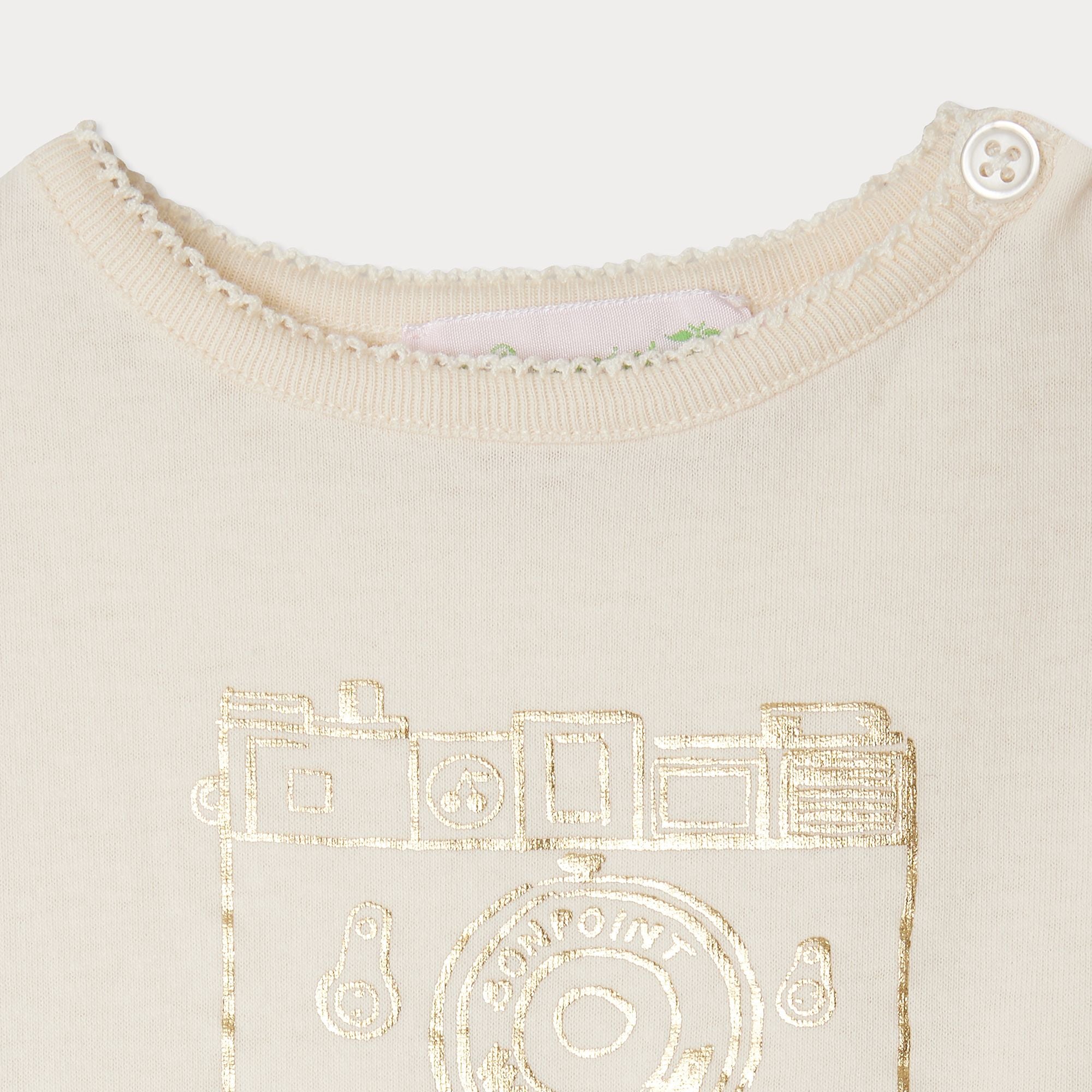 Baby Girls White Cotton T-Shirt