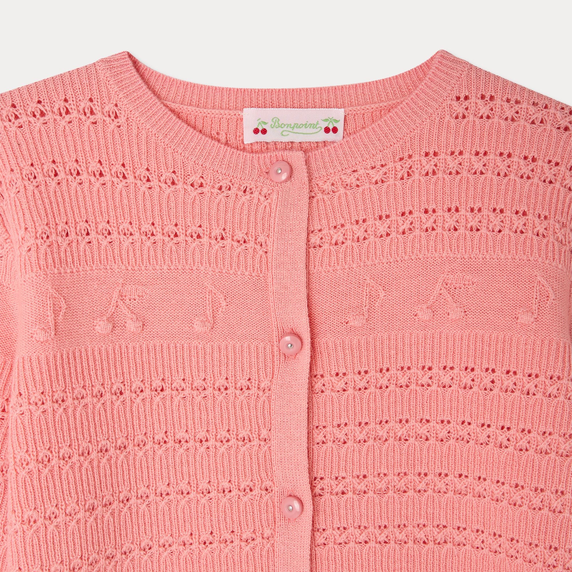Girls Pink Wool Knit Cardigan