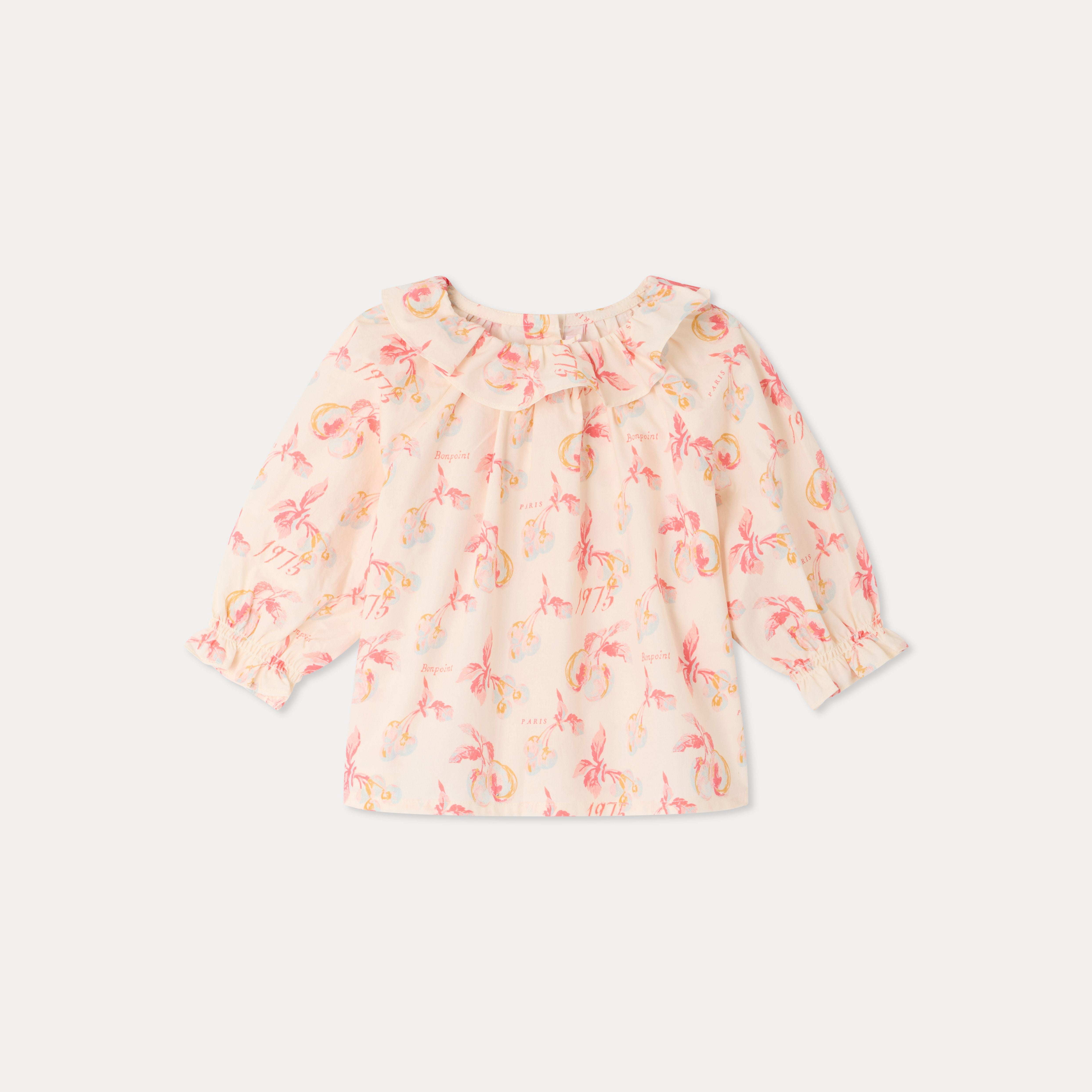 Baby Girls Pink Cherry Printed Cotton Blouse