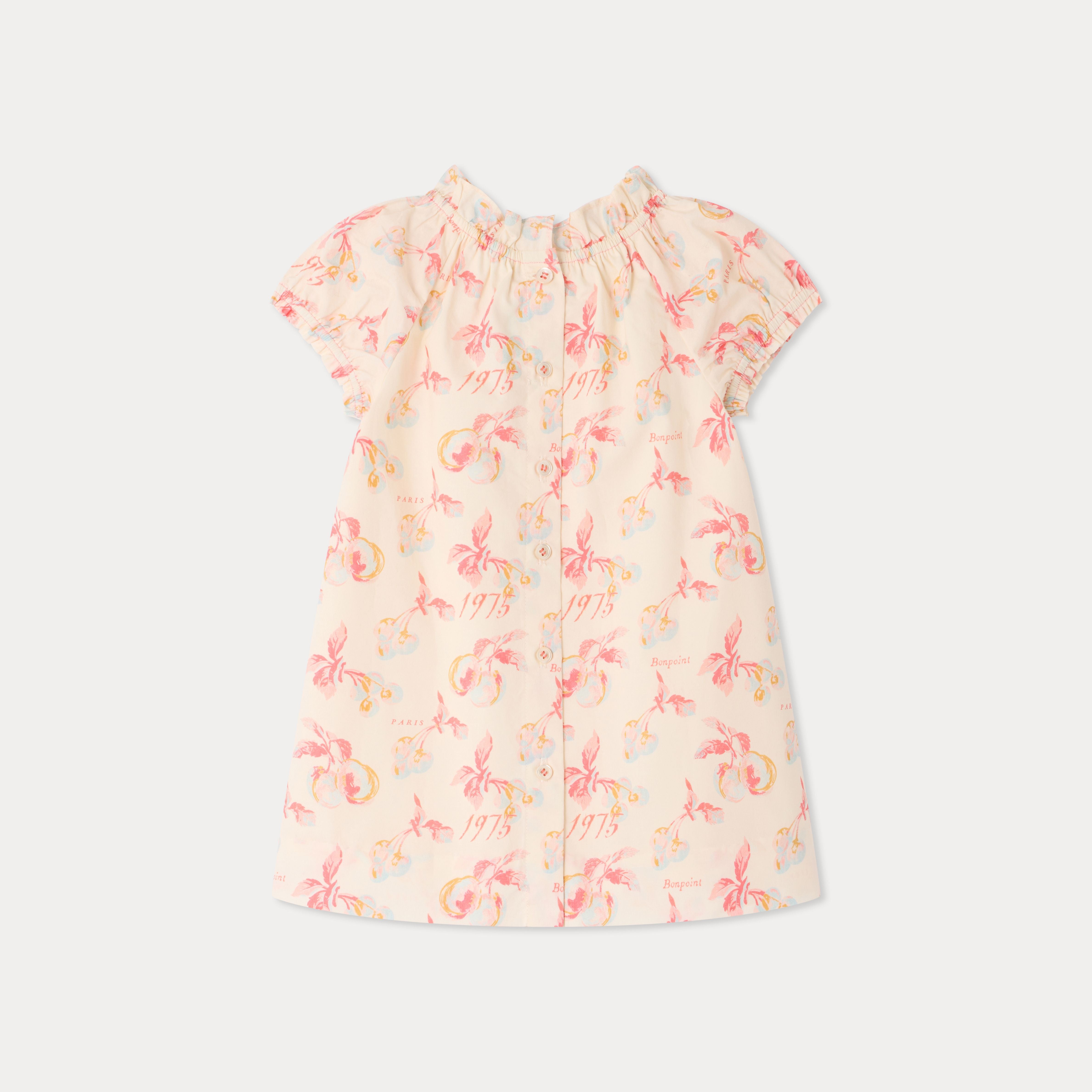 Baby Girls Pink Cherry Printed Cotton Dress