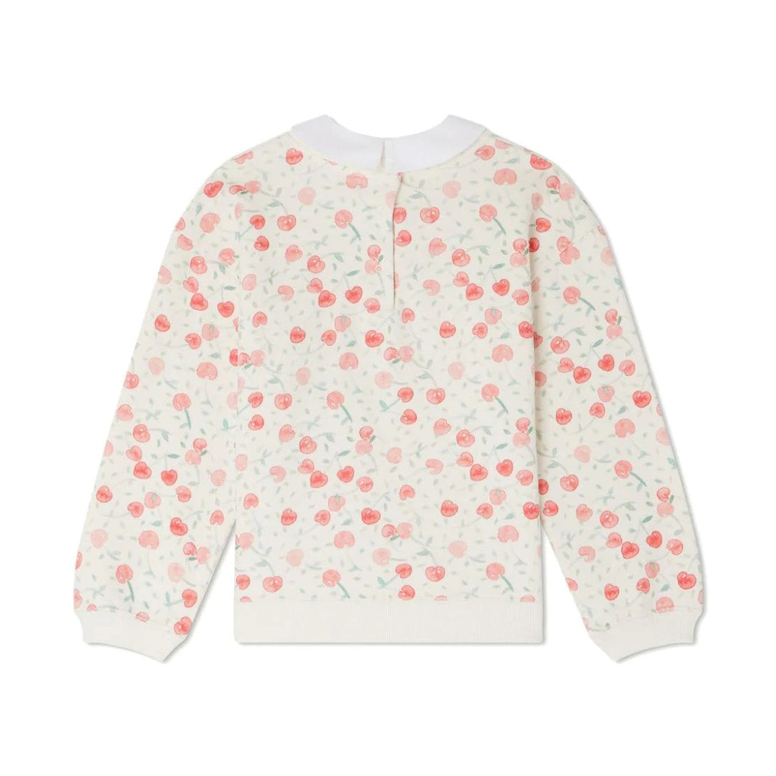 Girls White Cherry Cotton Sweatshirt