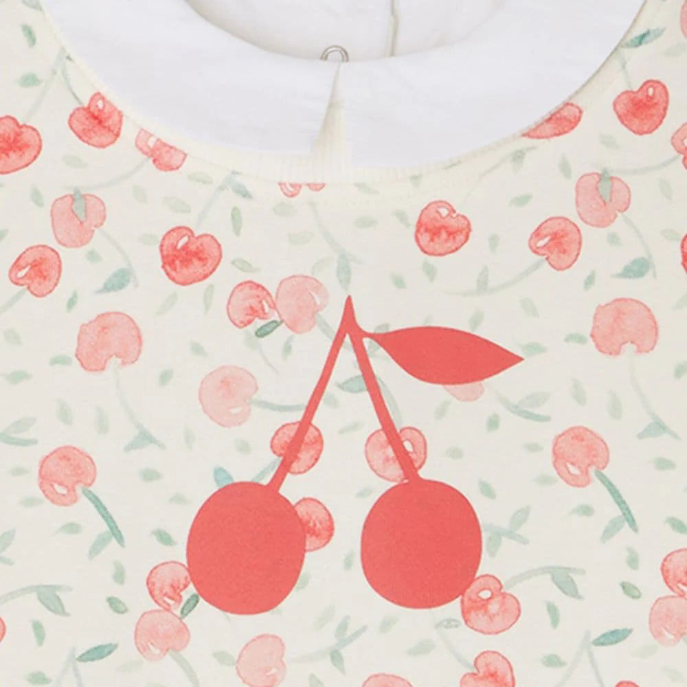 Girls White Cherry Cotton Sweatshirt
