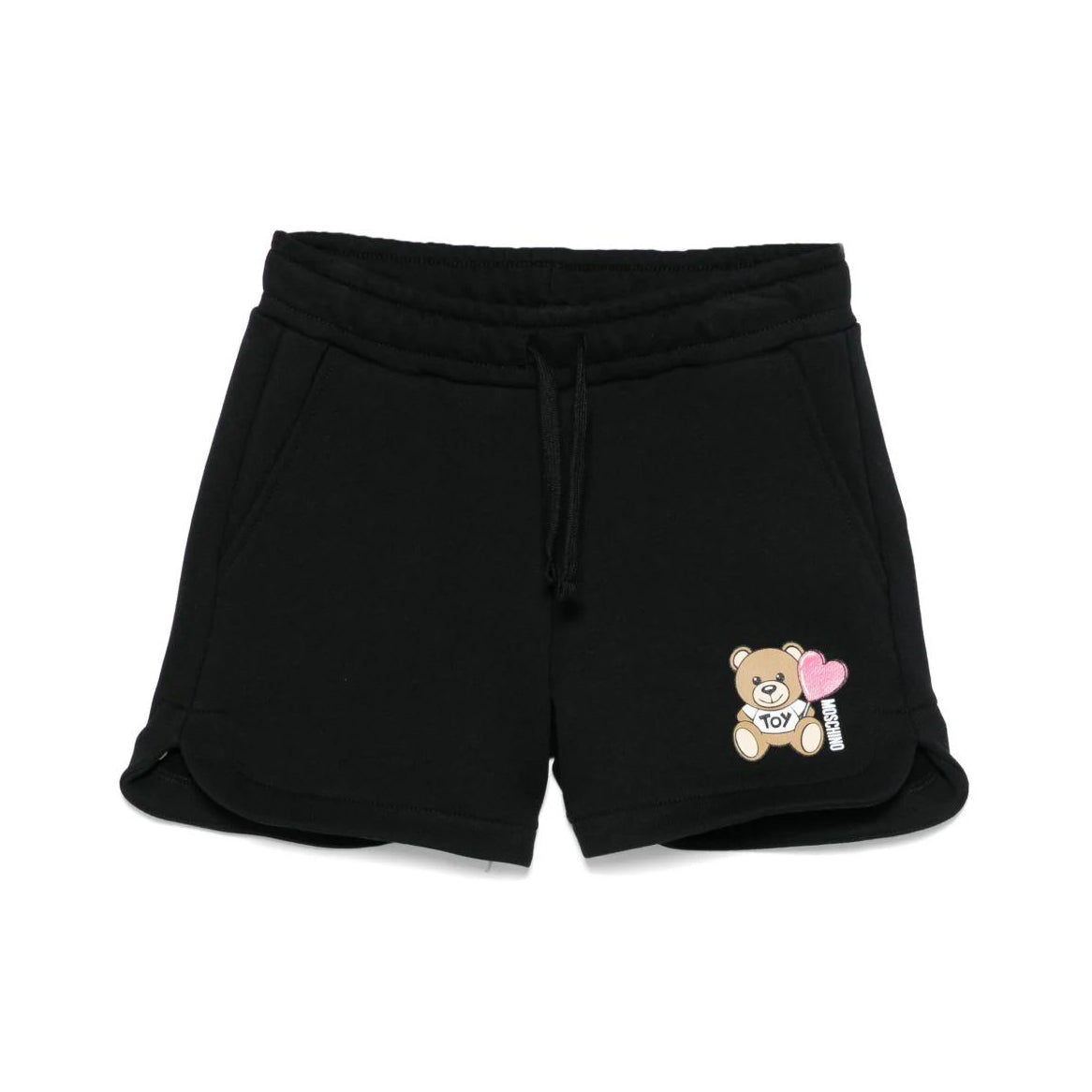 Girls Black Printed Cotton Shorts