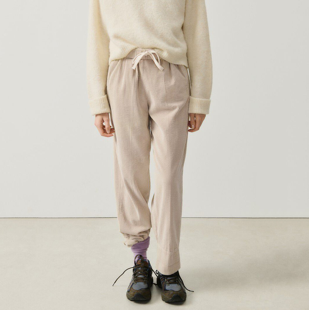 Women Beige Corduroy Trousers