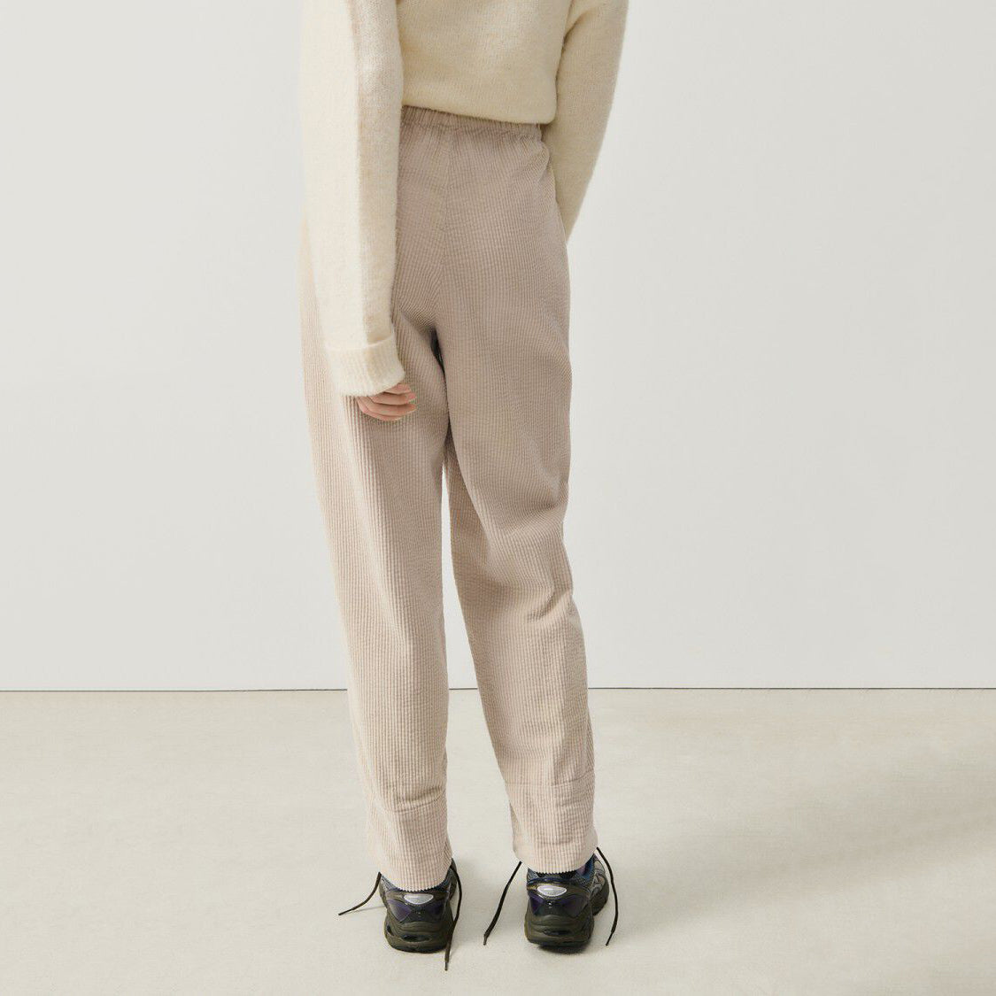 Women Beige Corduroy Trousers